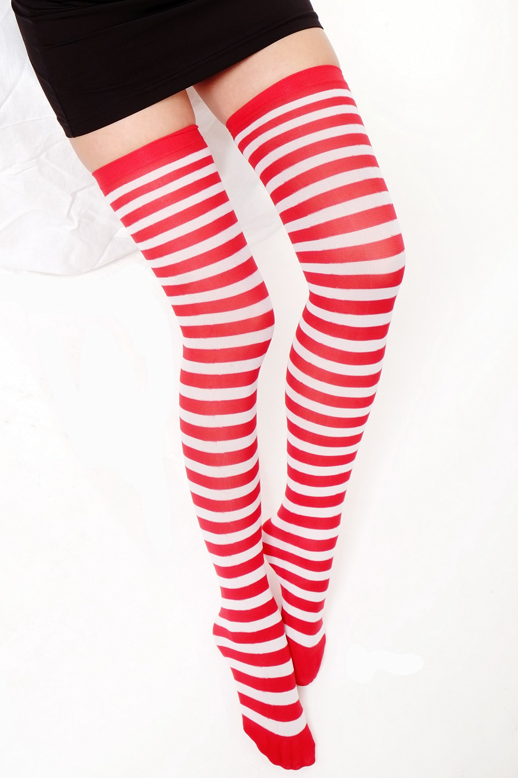 2 Paires De Bas Rayés Genou GXGM - Coton Et élasthanne Pour Cosplay Gothique Et Fêtes De Noël