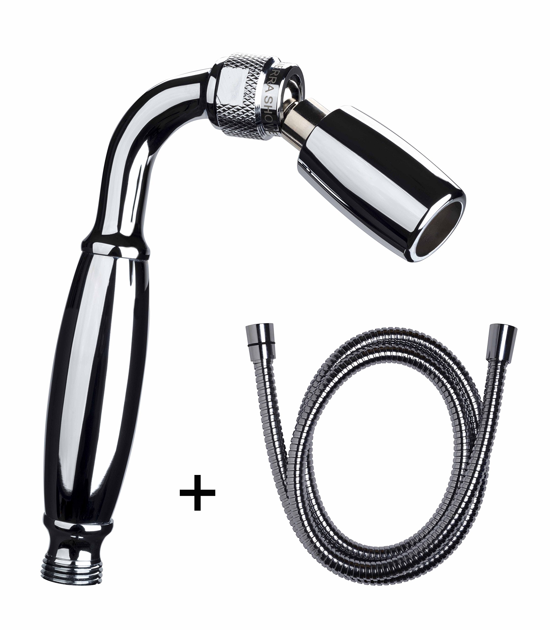 High Sierra ShowerheadsSolid Metal Handheld Shower Head with 72 Inch Metal Hose - Watersense Certified Low Flow 5.7 LMP, All Metal, Polished Chrome