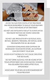Boutique Marketing LLC Microdermabrasion Aftercare Cards | 50 Pack | Size 2 x 3.5” inches Business Card Size | Microdermabrasion PMU | Aftercare Instructions White with Photo Design