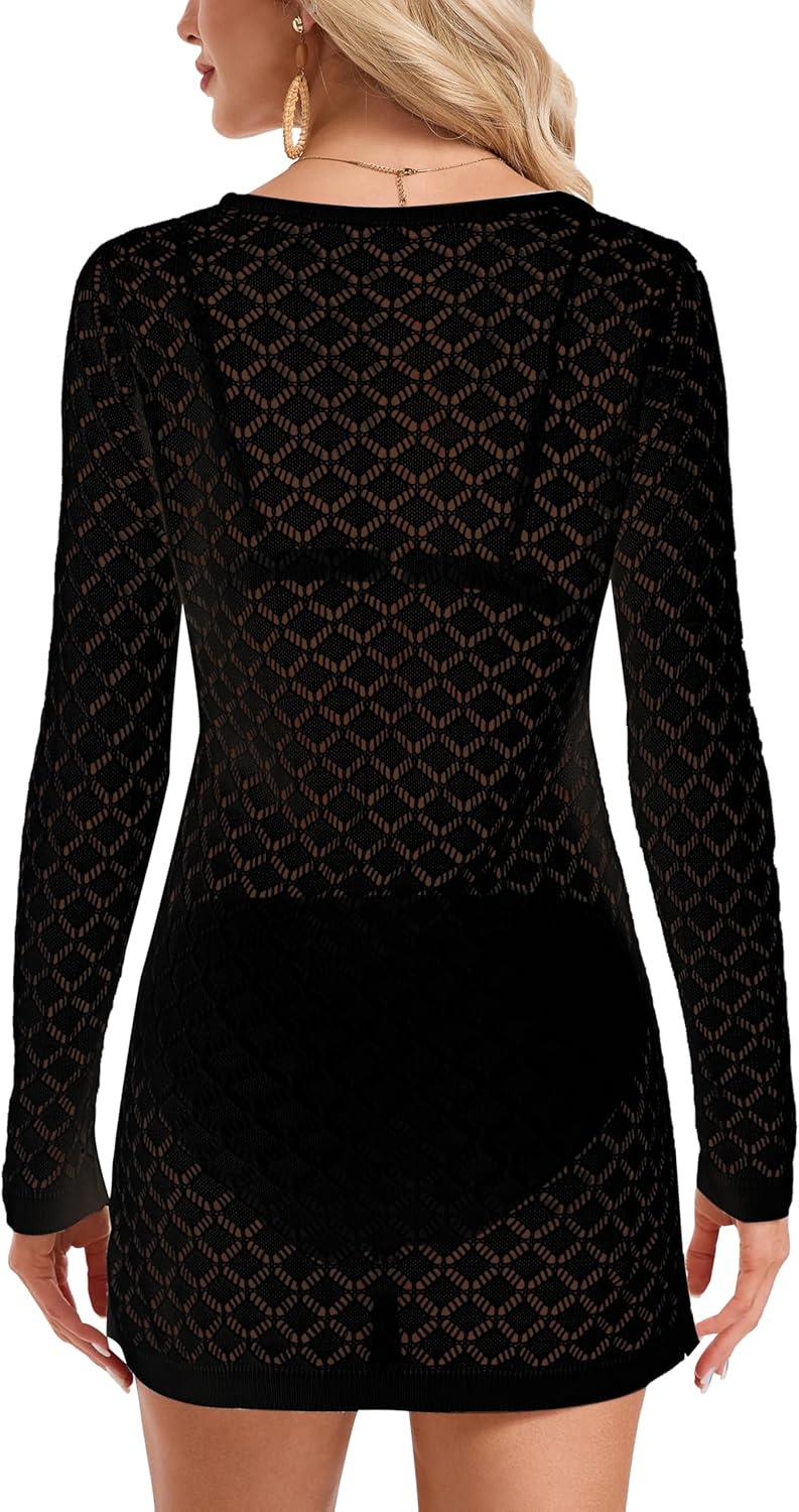 Swimsuit Coverups for Women Hollow Out Beach Dress Vacation Outfits Resort Cruise Wear - Image 5