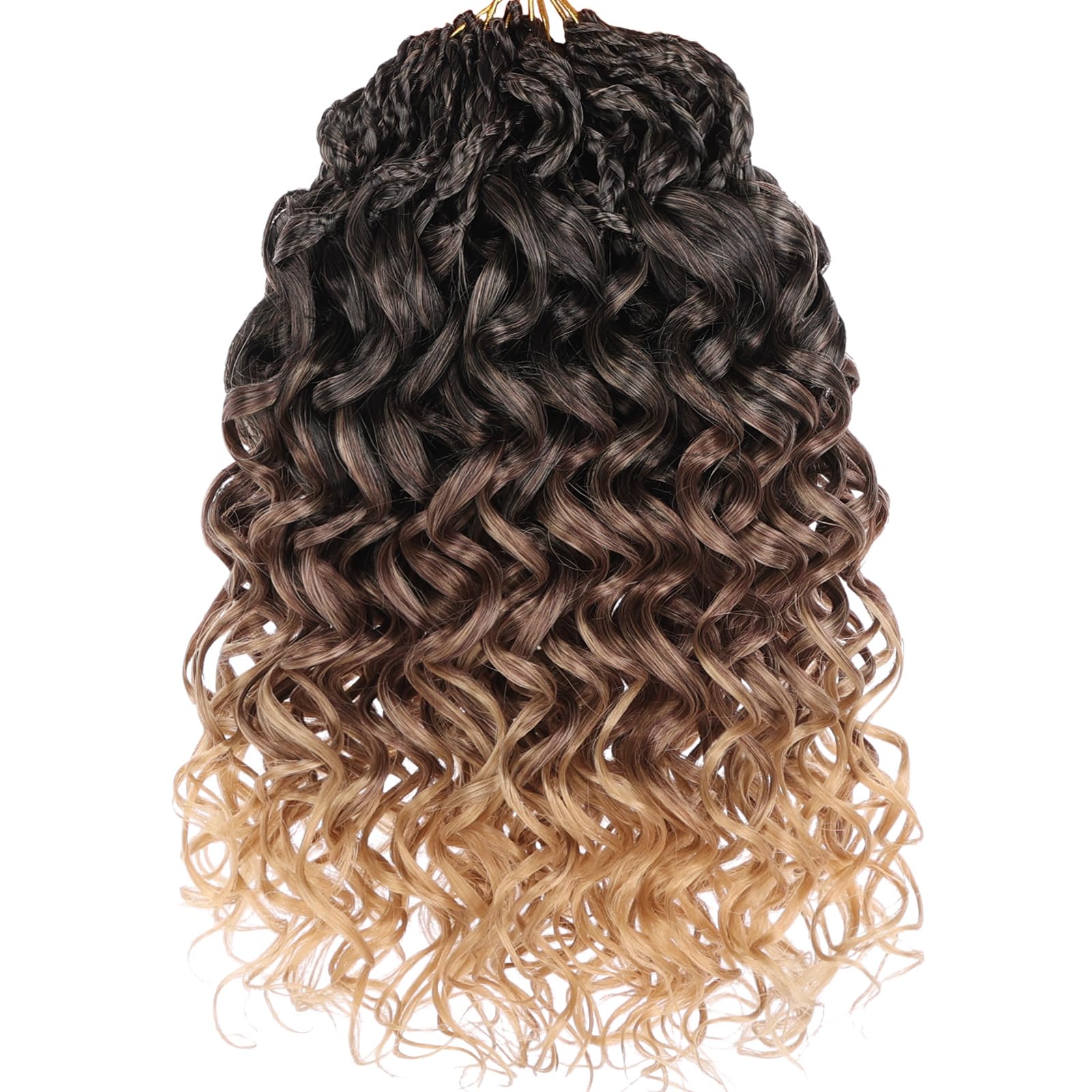 XTREND 10 Inch Gogo Curl Crochet Hair, 8 Packs, Pre-looped Deep Wave, Natural Water Wave, Curly Beach Curl, Box Braids, Braiding Hair Extensions for