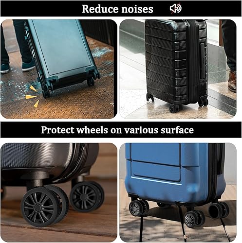 Miniatura 5 de BOXOB 8 fundas para ruedas de equipaje, fundas protectoras de rueda de maleta, fundas protectoras de rueda de silicona de dopamina, accesorios de