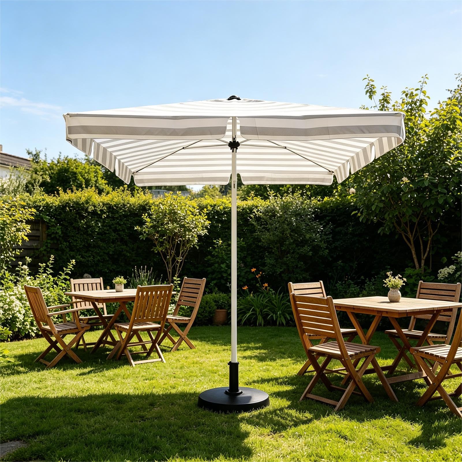 Parasol na Patio 200x125cm, Parasol Przeciwsłoneczny Prostokątny z Przyciskiem Nachylenia, UPF 50+, Wodoodporny Baldachim z Poliestru, Balkon, do Ogrodu, na Taras