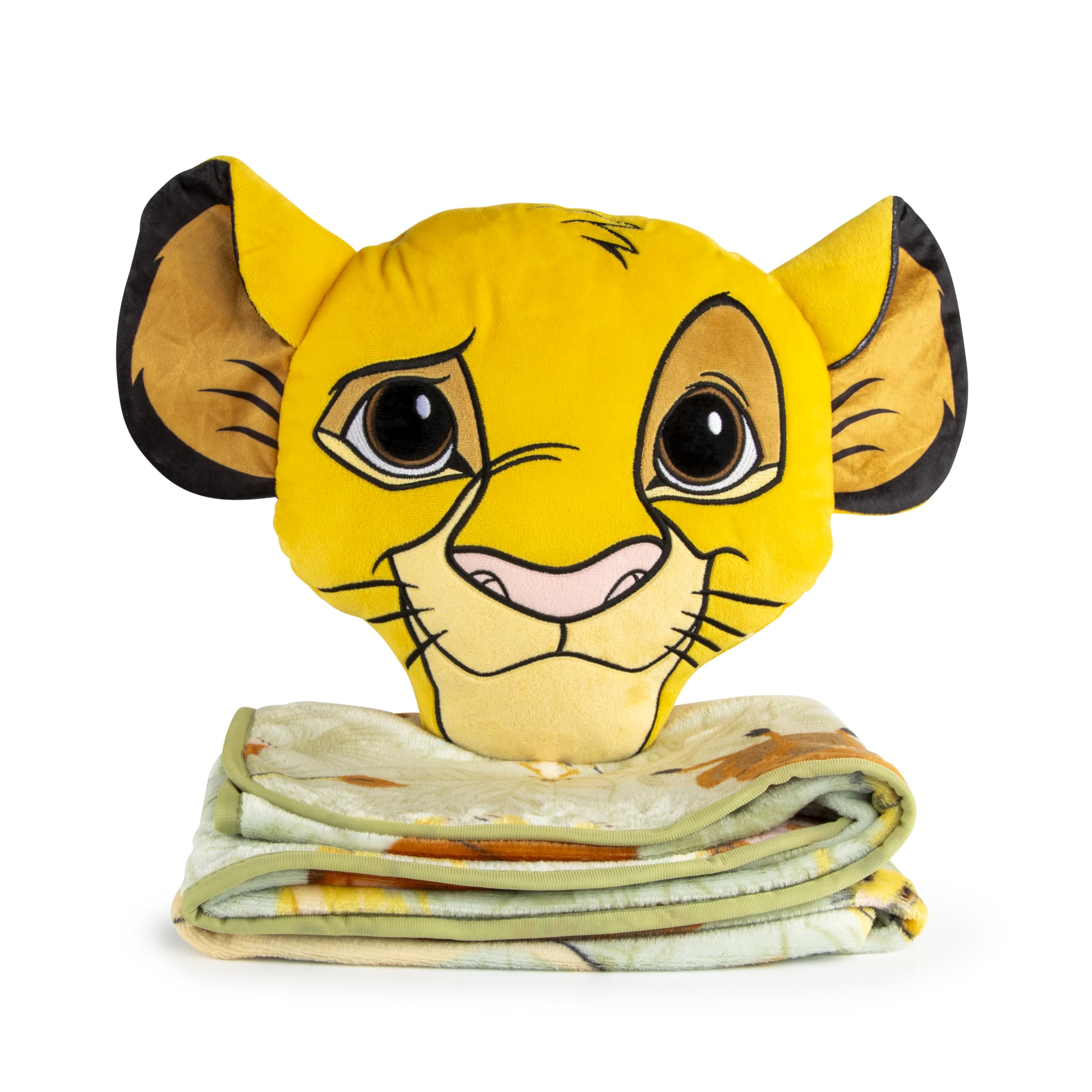 Jay Franco Disney König der Löwen Simba Nogginz Set, leichte Reisedecke und Plüschkissen, 101,6 x 127,7 cm, superweich, 2-teiliges Safari-Tier-Bettwäsche-Set für Kinder