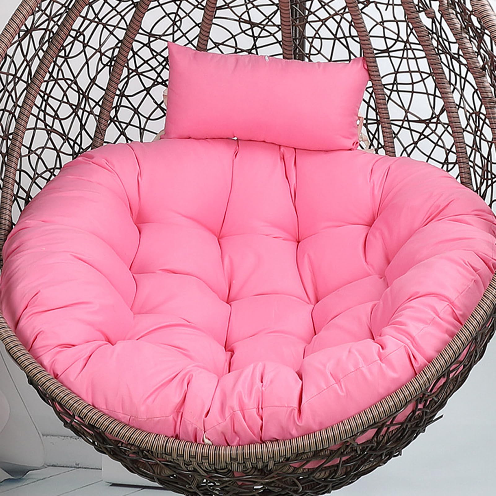 Swing Chair Cushion Soft Thick Egg Chairs Cushion, Includes Head Pillow Breathable Hammock Chairs Hanging Baskets Machine Washable Perfect for Relaxing in Garden Patio or Living Room,NO06,110cm