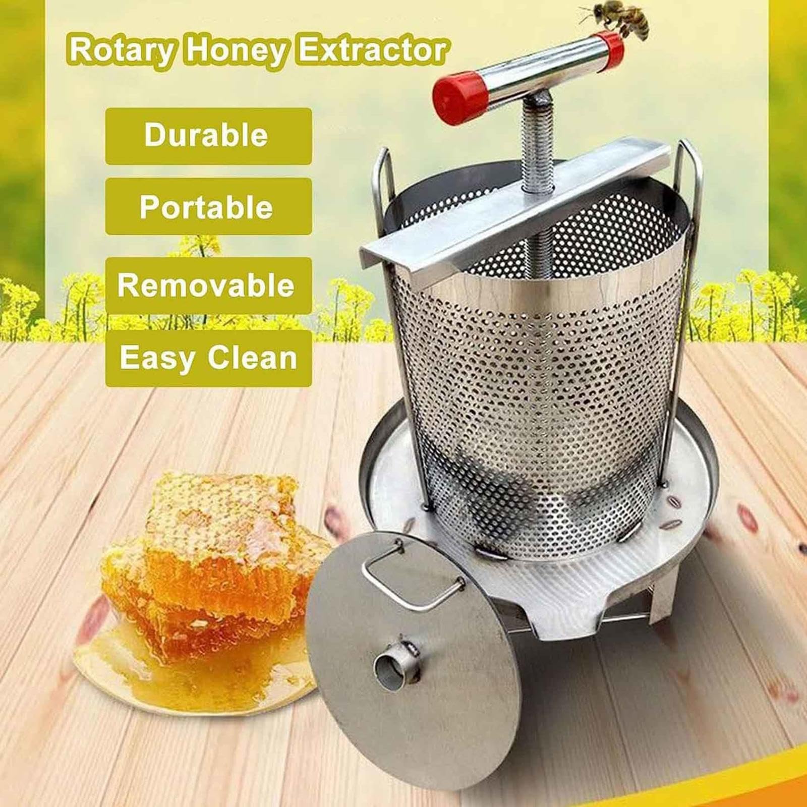 honigschleuder manuell honigpresse extraktor aus edelstahl stainless steel honey wachspresse bienenzucht werkzeug imkereibedarf für die herstellung von wein honig saft pfefferöl oil