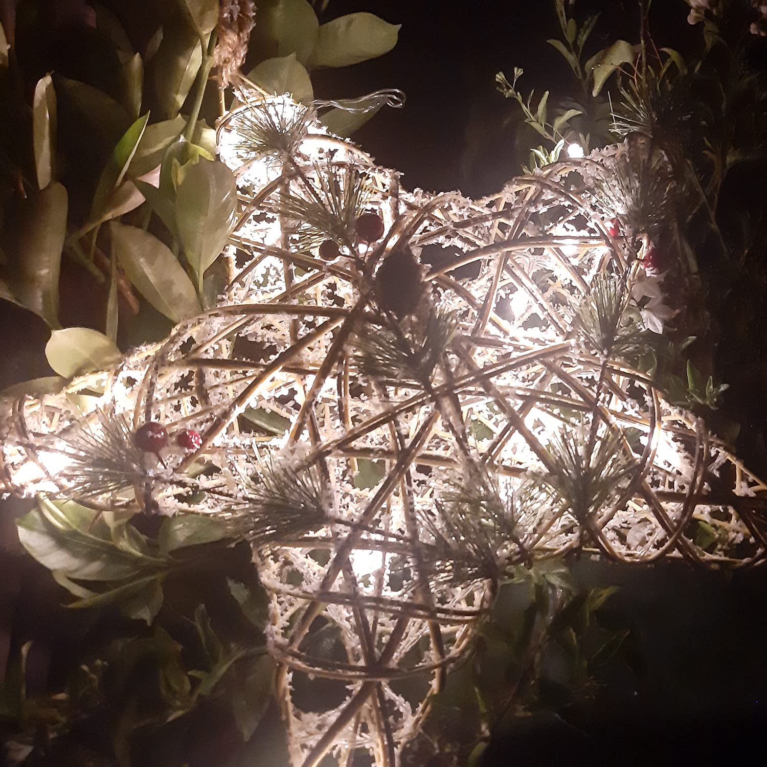 Estrella de 15 Led de Mimbre a Pilas de 40 cms