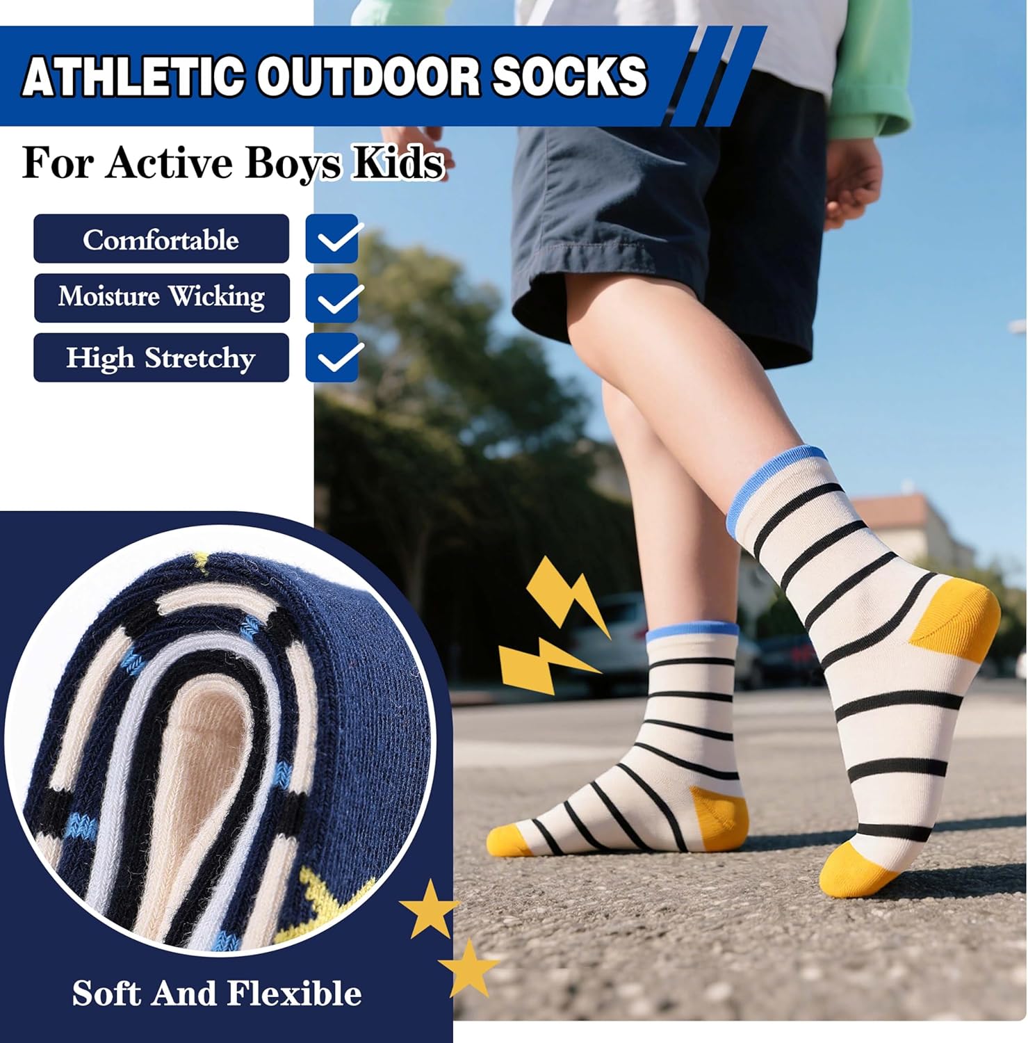 Kids Boys Fun Cotton Crew Socks Funny Crazy Cartoon Novelty Space Trucks Star Dress Socks 6 Pairs - Image 5