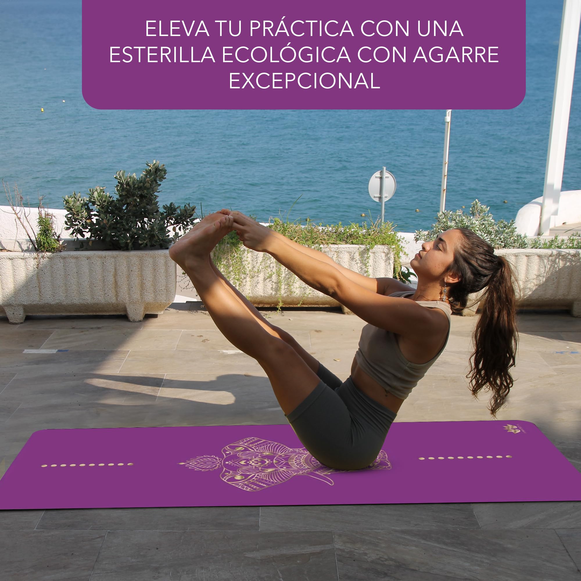 Yoga Mat, Edición Dorada Elefante, Esterilla de yoga antideslizante, Materiales ecologicos, Colchoneta para pilates y yoga incluye bolsa de transporte