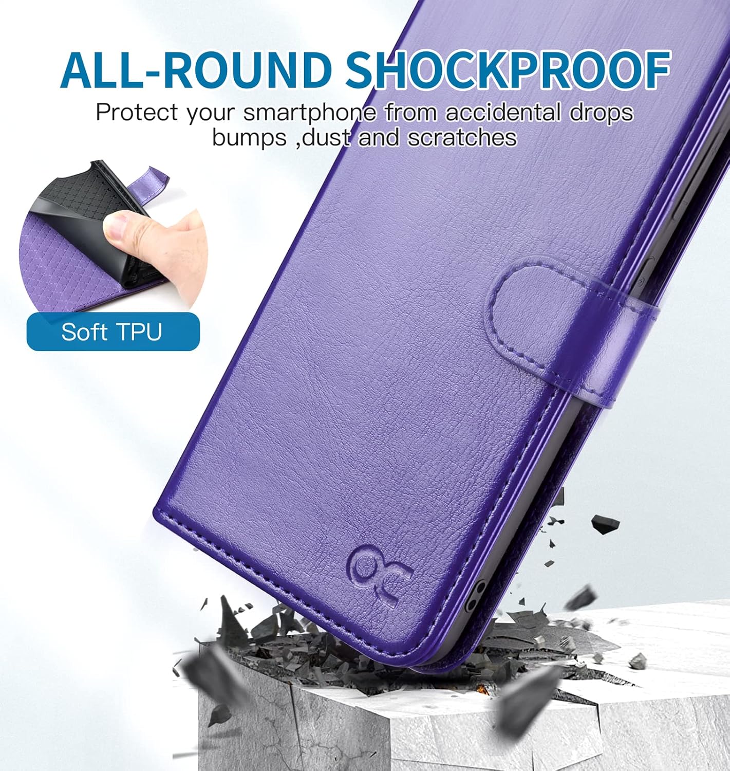 OCASE Compatible with Galaxy S23 FE 5G Wallet Case, PU Leather Flip Folio Case with Card Holders RFID Blocking Kickstand [Shockproof TPU Inner Shell] Phone Cover 6.4 Inch (2023) - Purple