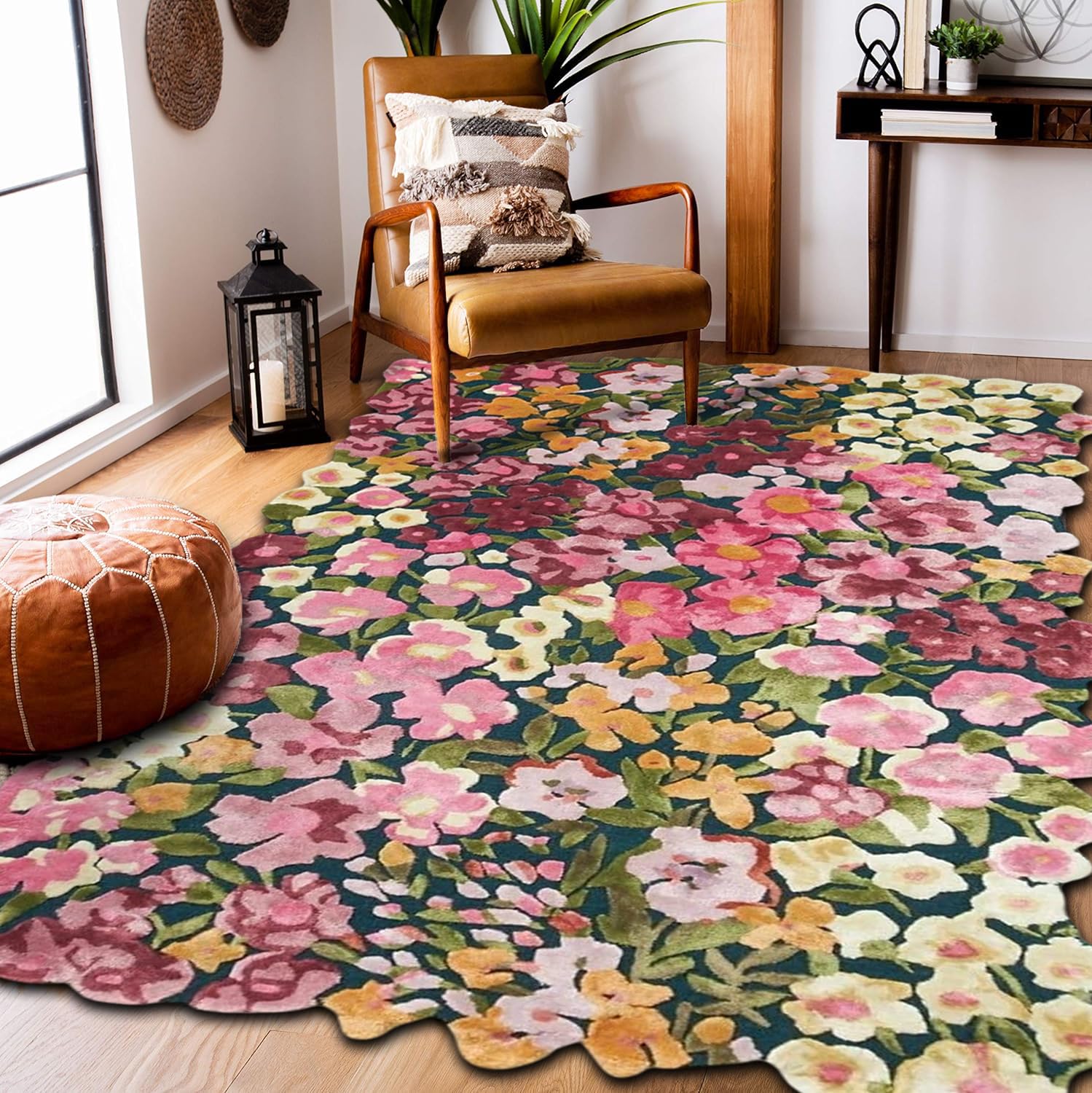 Amazon.com: AVYAY RUGS Handmade Colorful Flower Silk & Wool Area