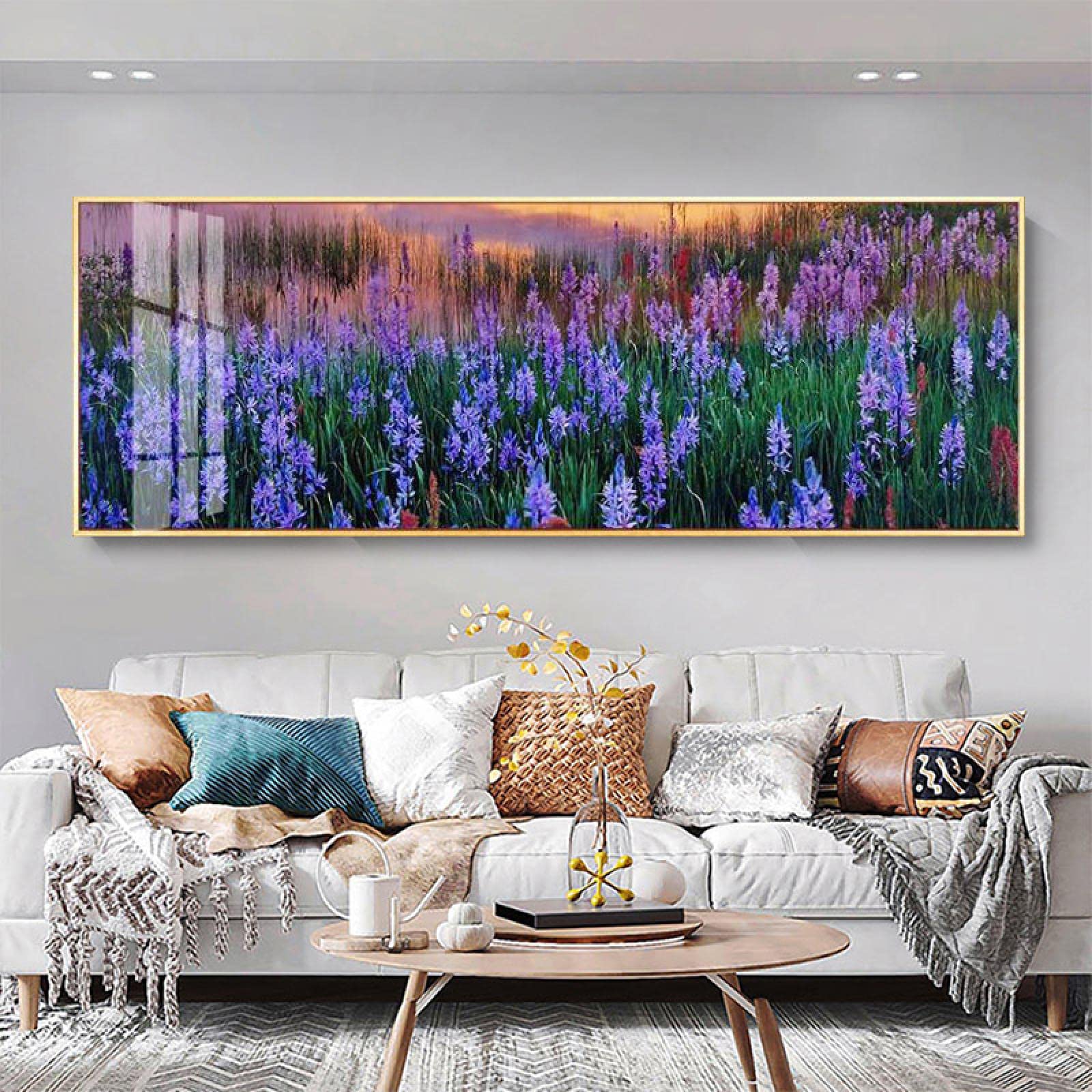 Cuadro de lavanda alargado 40x120cm para decoración de paredes de salón 6