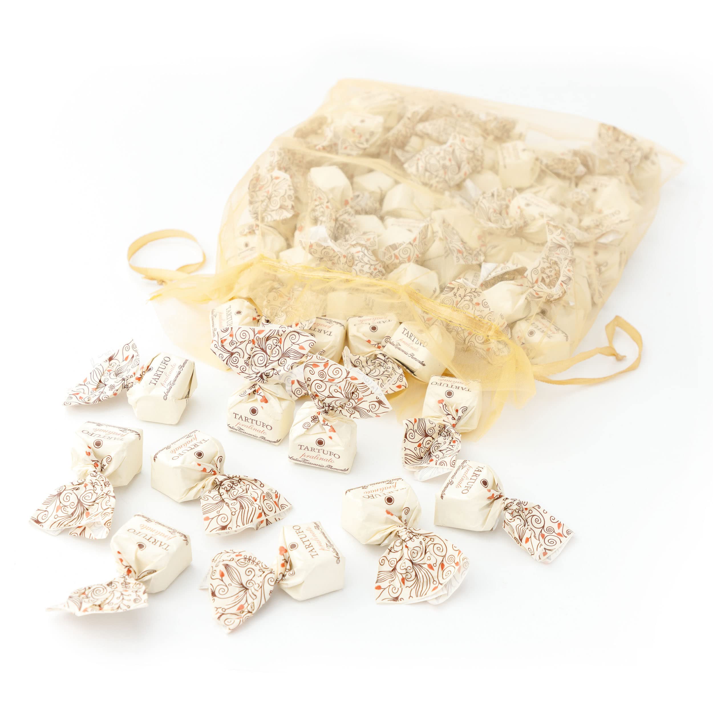 GUSTONE. Tartufi dolci pralinato | 70 Stück je 14g | Antica Torroneria Piemontese | Trüffel-Praline Zartbitterschokolade und Torrone Stückchen | 1kg Großpackung als Geschenk