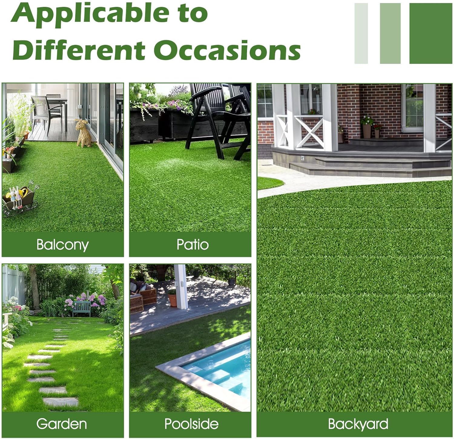 Goplus 12” x 12” Artificial Grass Tiles, Pack of 30 Fake Grass Turf Tiles Set, Interlocking Mechanism, 30 sq.ft Total Coverage, Indoor & Outdoor Flooring Tiles for Porch, Balcony, Backyard
