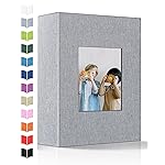 Artfeel Photo Album 4x6 with 100 Pockets,Slip-in Picture Albums,Linen Cover Memory Book with Front Window,White Page Vertical Photo Book for Wedding,Family,Anniversare,Baby,Vacation