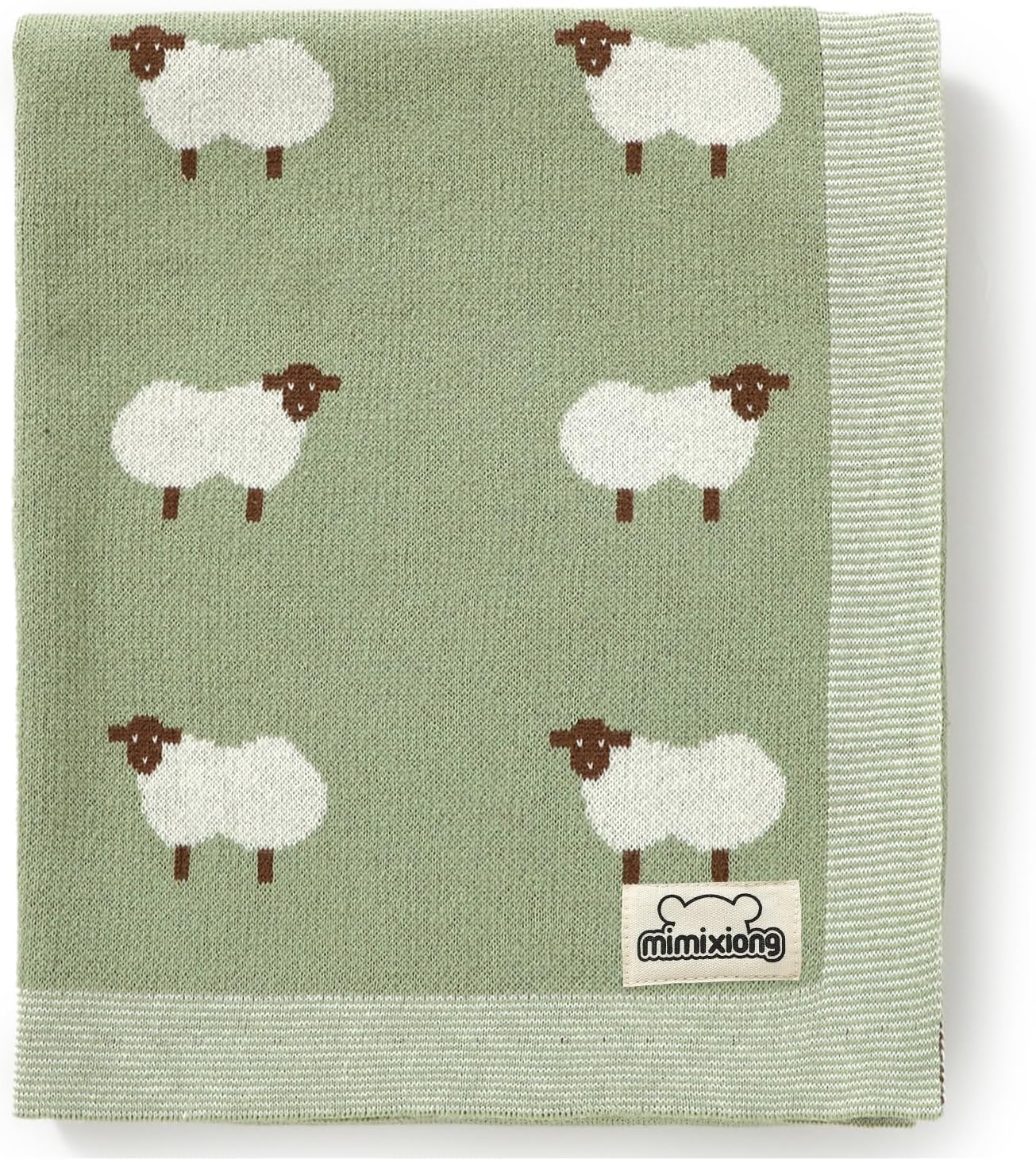 mimixiong Baby Blanket for Newborn - 100٪ Cotton Knit Double Layer Soft Baby Blankets Baby Gift - Baby Essentials for Newborn، 80x100cm Sage Green