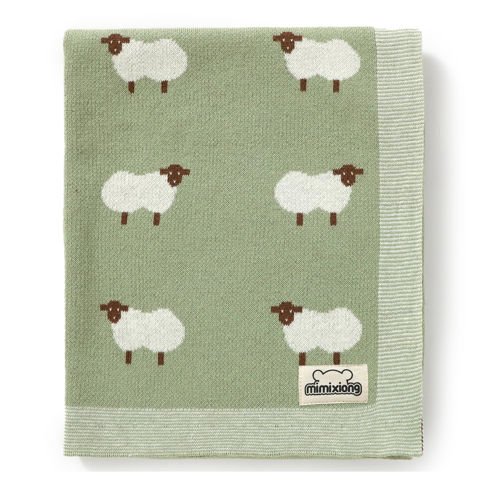 Baby Blanket for Newborn - 100% Cotton Knit Double Layer Soft Baby Blankets Baby Gift - Baby Essentials for Newborn, 80x100cm (Sage Green)