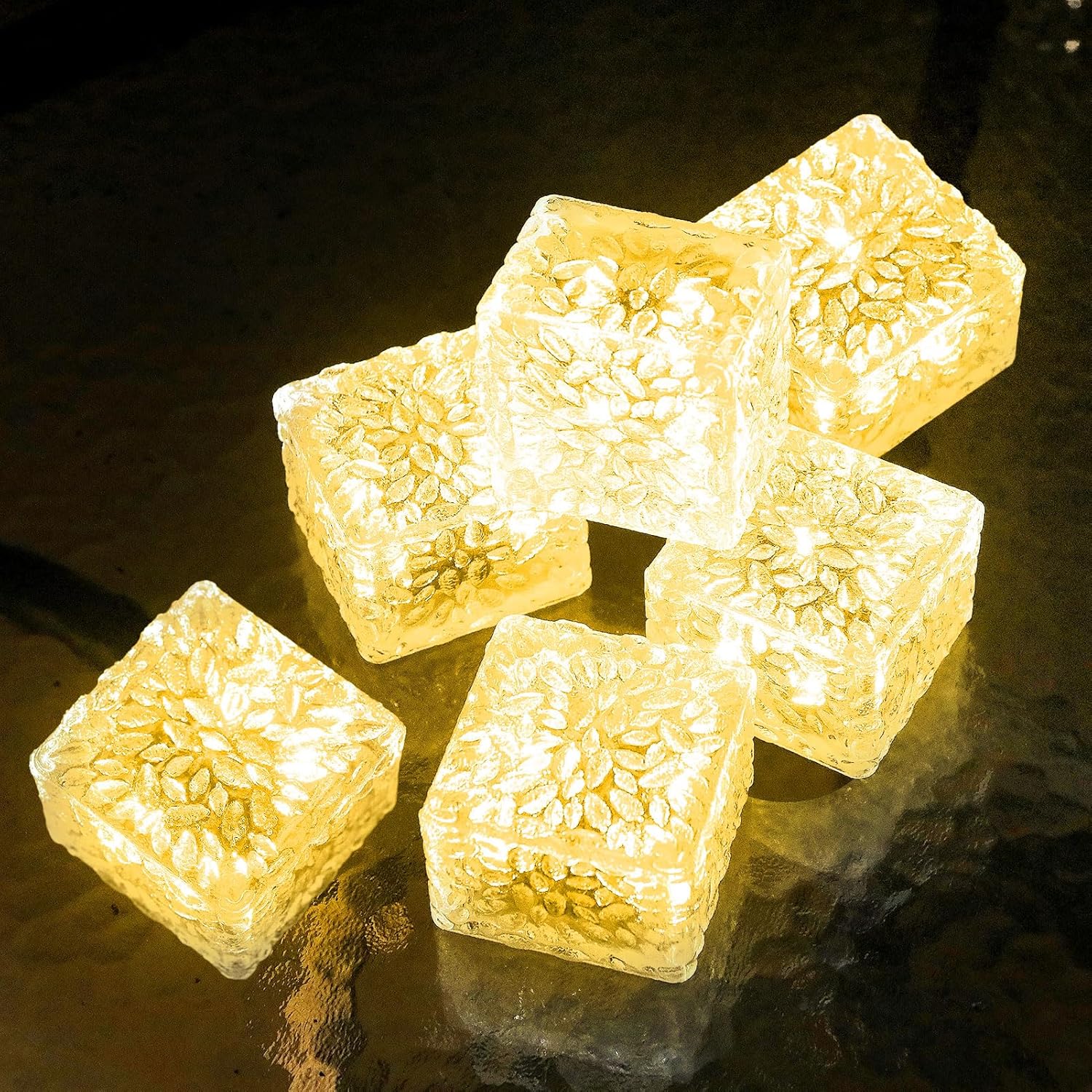 Solar Brick Lights Outdoor Solar Lights Outdoor Waterproof Patio Brick Lights Garden Decor for Outside 6 Packs for Patio,Yard,Walkway,Pathway Decor