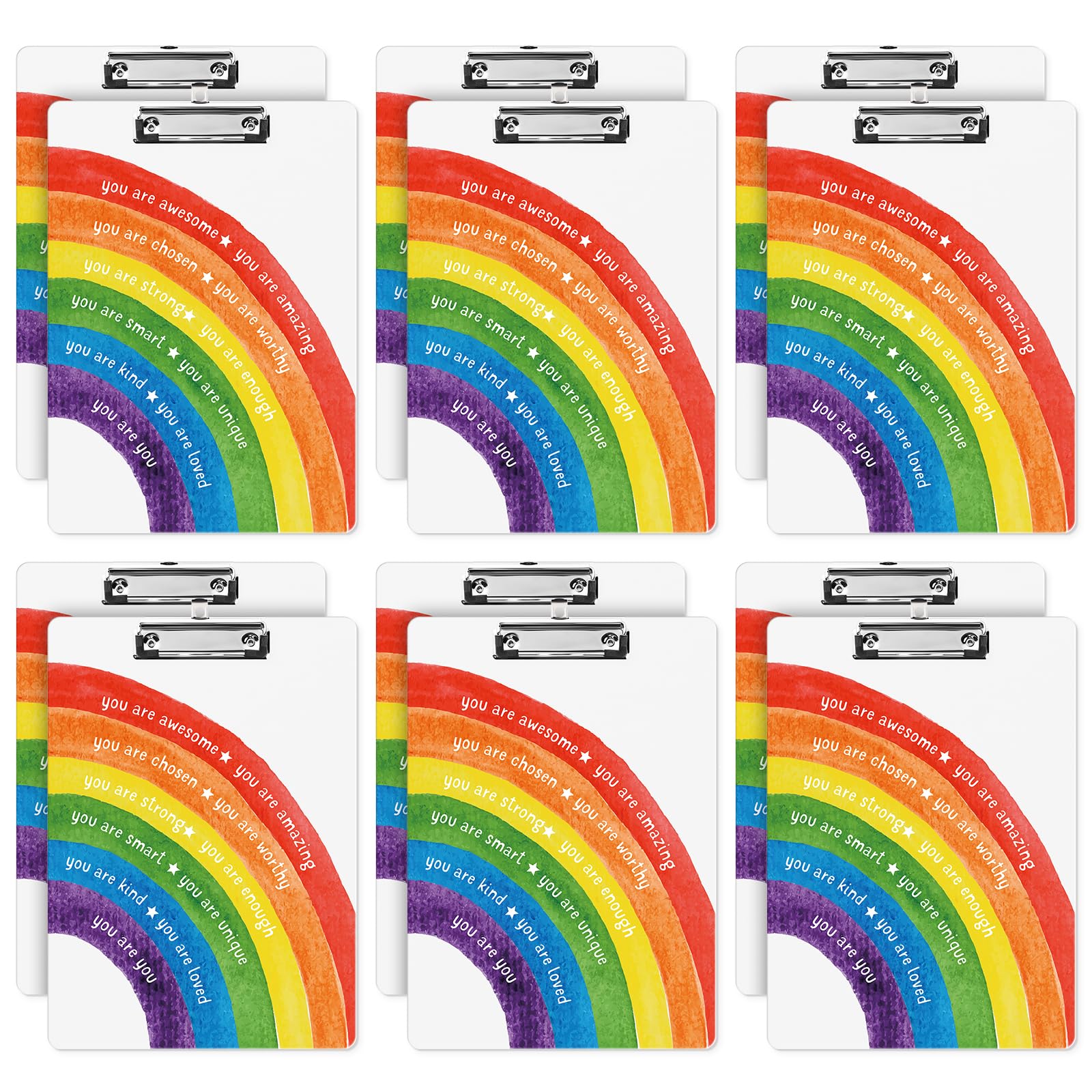 Sinload 24 Pcs Employee Appreciation Gifts, Motivational Plastic Clipboard Bulk, A4 Letter Size Colored Clipboard with Low Profile Clip for School