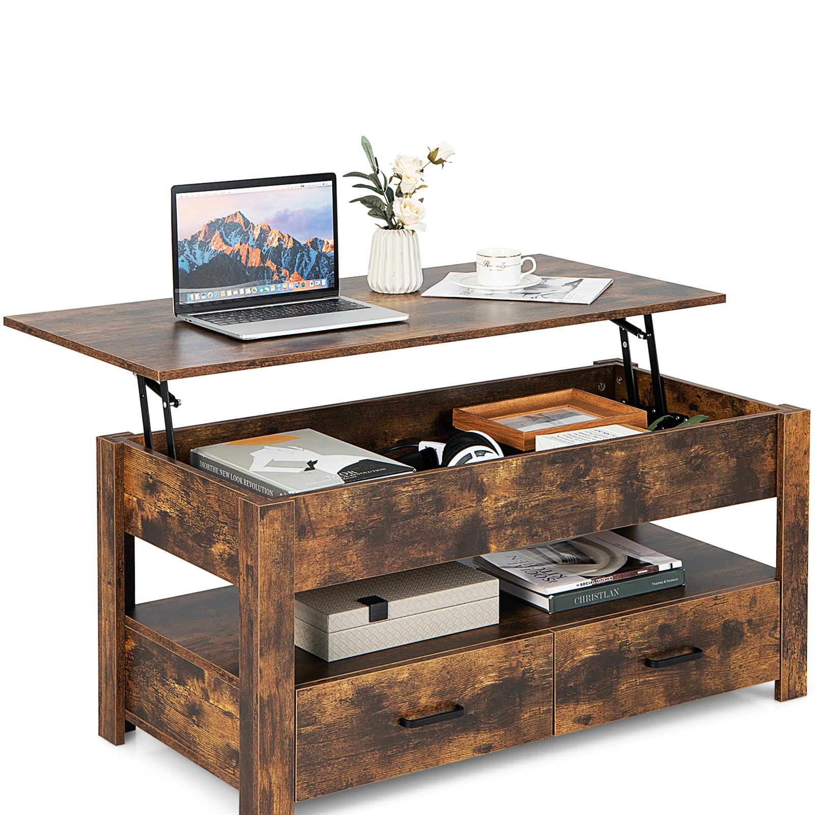Table Basse Latérale En Bois Forme S - 3 étagères, Support 50 Kg, 33x33x50 Cm, Blanc, Pour Salon/chambre