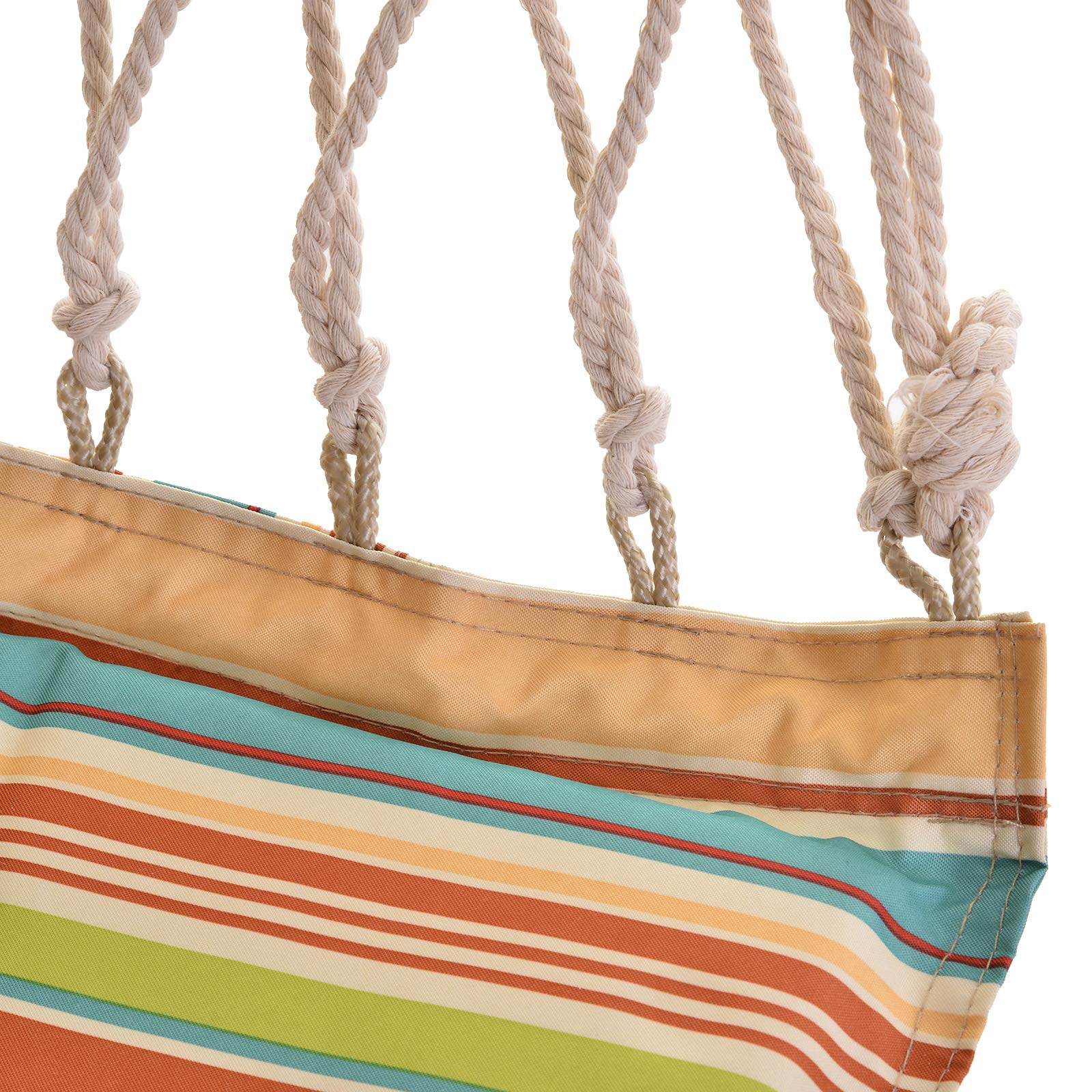 Outsunny Chaise Suspendue hamac de Voyage Respirant Portable dim. 100L x 106H cm Coton macramé Polyester Multicolore rayé