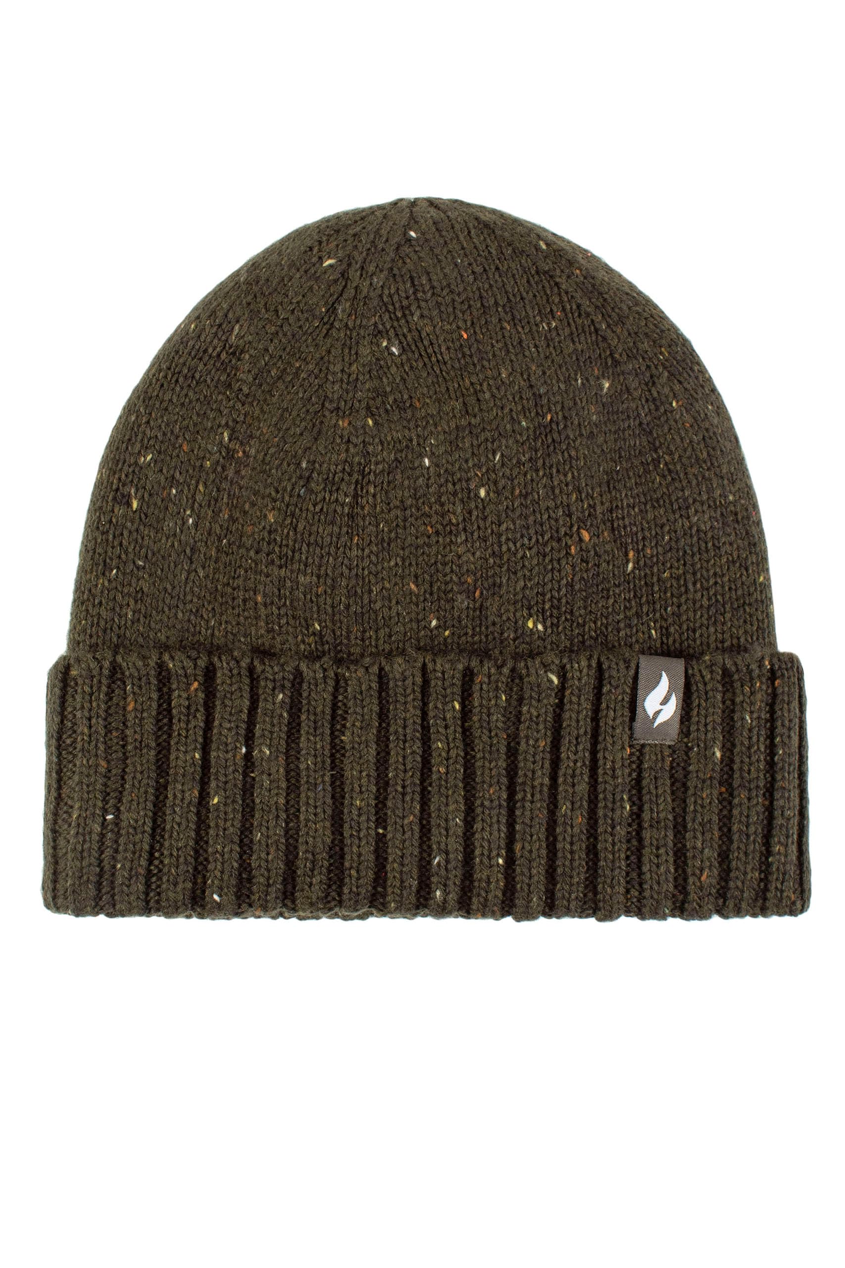 HEAT HOLDERS SOCKSHOP Mens Hat - 'Andes' Deep Turnover Thermal Hat Plain with Flecked Yarn Winter Warm 1 Pack One Size Khaki