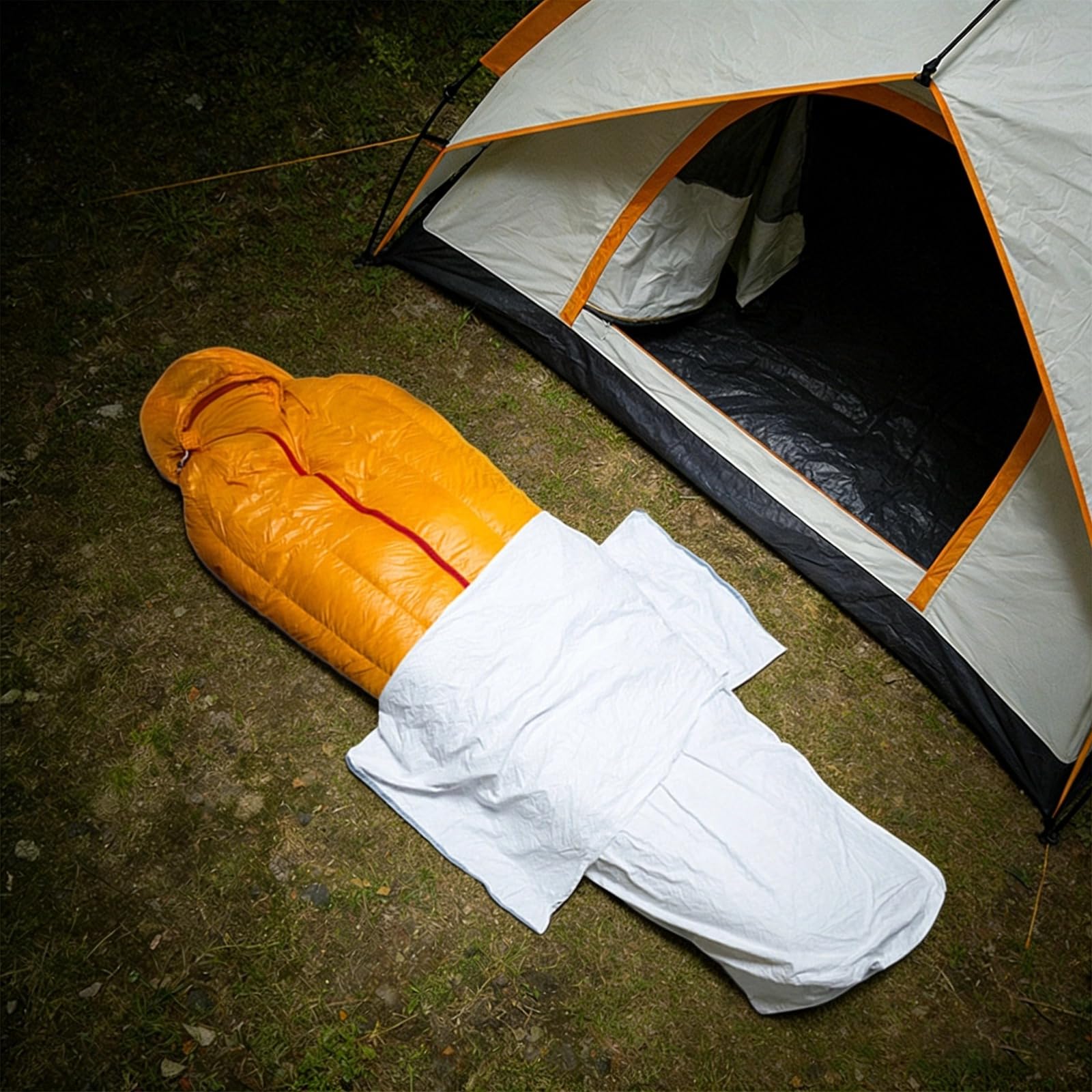 Ultraleichter Schlafsack-Innenfutter, tragbare Campingtasche für Wandern, Reisen, Outdoor-Abenteuer, 57 x 71 in / 145 x 180 cm, 4,8 oz / 135 g, atmungsaktiv, wasserdicht, Biwaksack