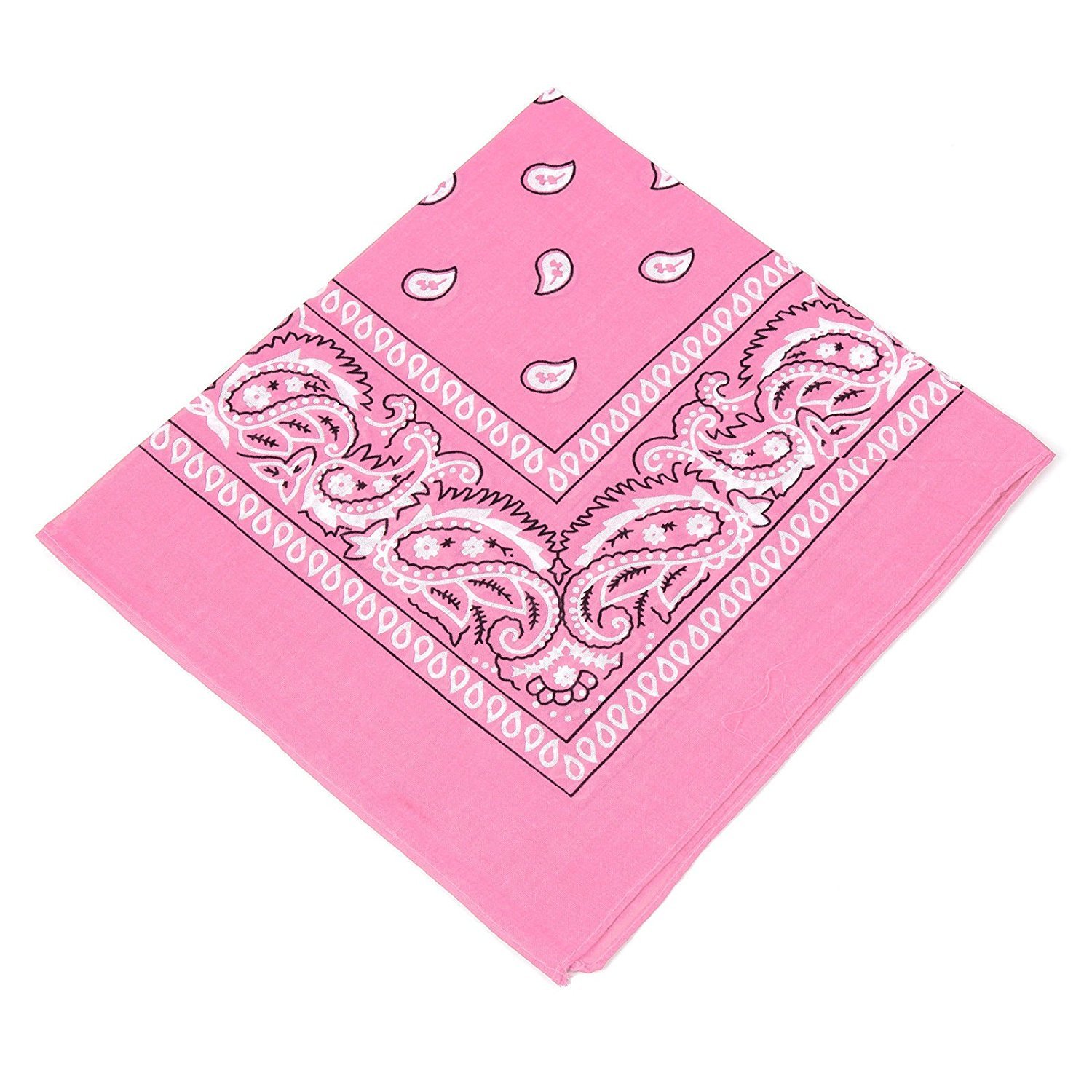 Buckingham BoutiqueChoice of 19 colours of Paisley Bandanas/Neckerchief/Hankerchief - suitable for Men, Women & Children (Baby Pink)