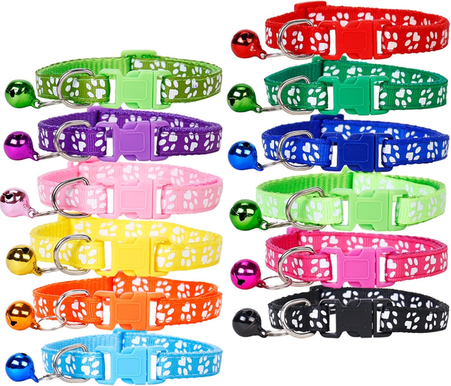 12Pcs Soft Puppy Collars, Paw Print Puppy Collars, Adjustable Reusable