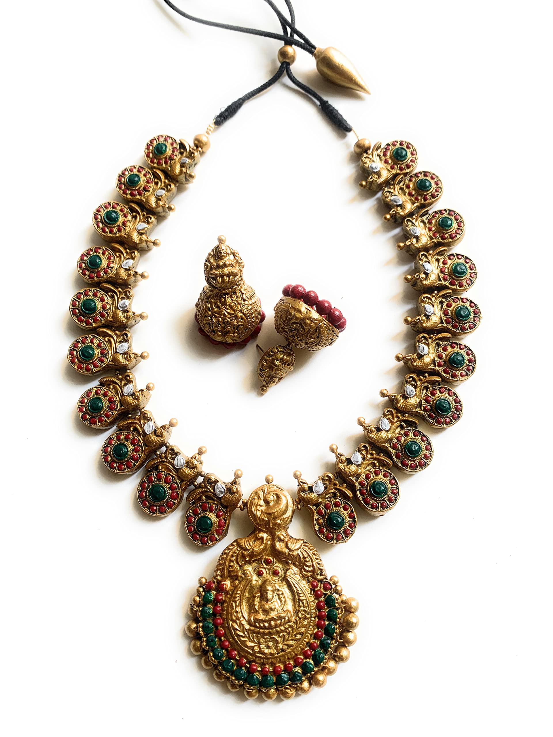 Sanaas Terracotta Jewellery Women Lakshmi Pendant Parrot Coin Multicolour Terracotta Necklace (B0BD96M2PQ) Amazon Price History, Amazon Price Tracker