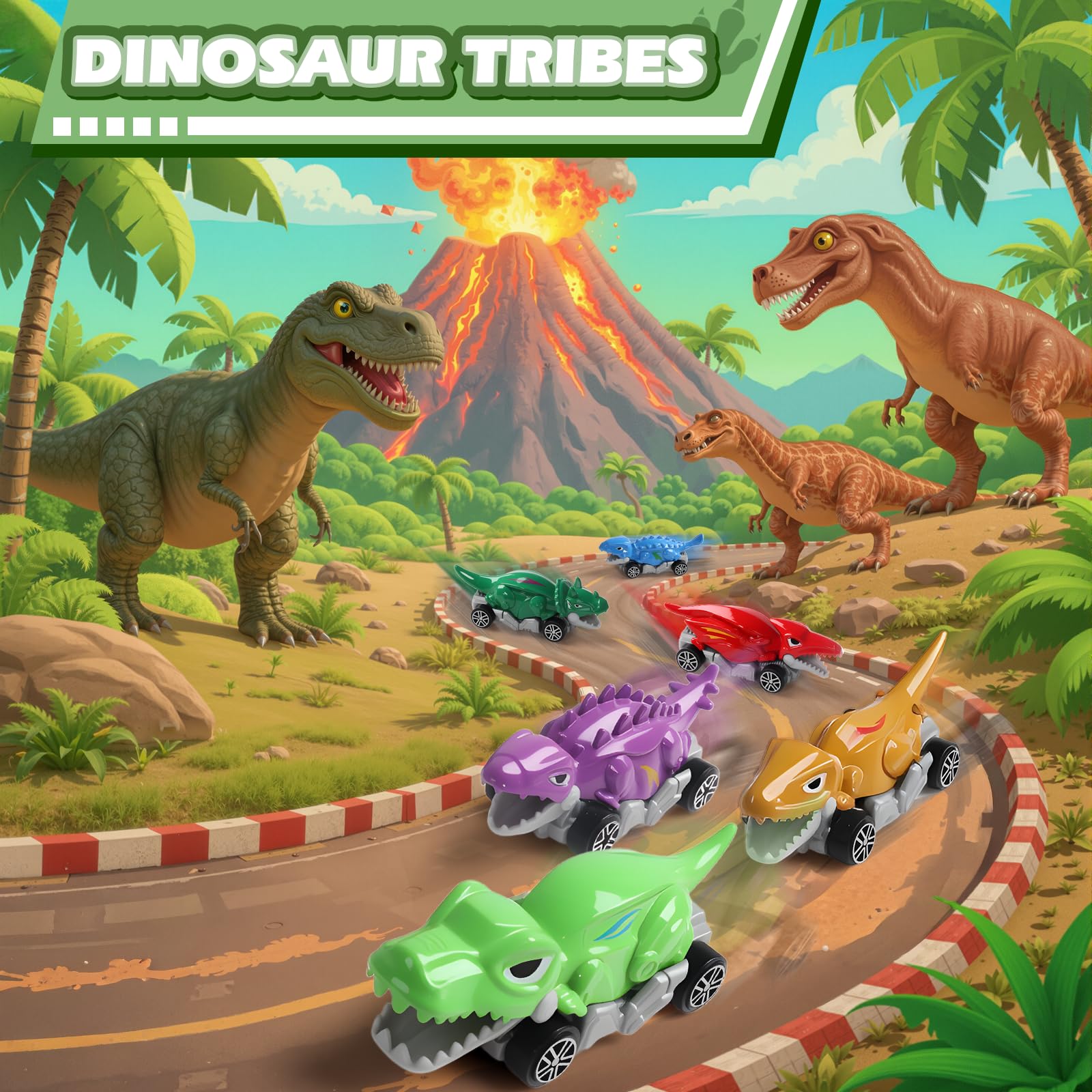 Dinosaur Cars Toys for Boys - 6 Pack! -4 Dinosaur Cars Toys for Boys - 6 Pack! -4