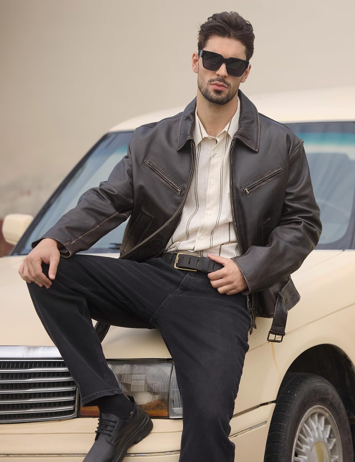 Mens Genuine Leather Casual Belt for Jeans Every Day Country Heavy Duty Work Belts with Box - Image 3