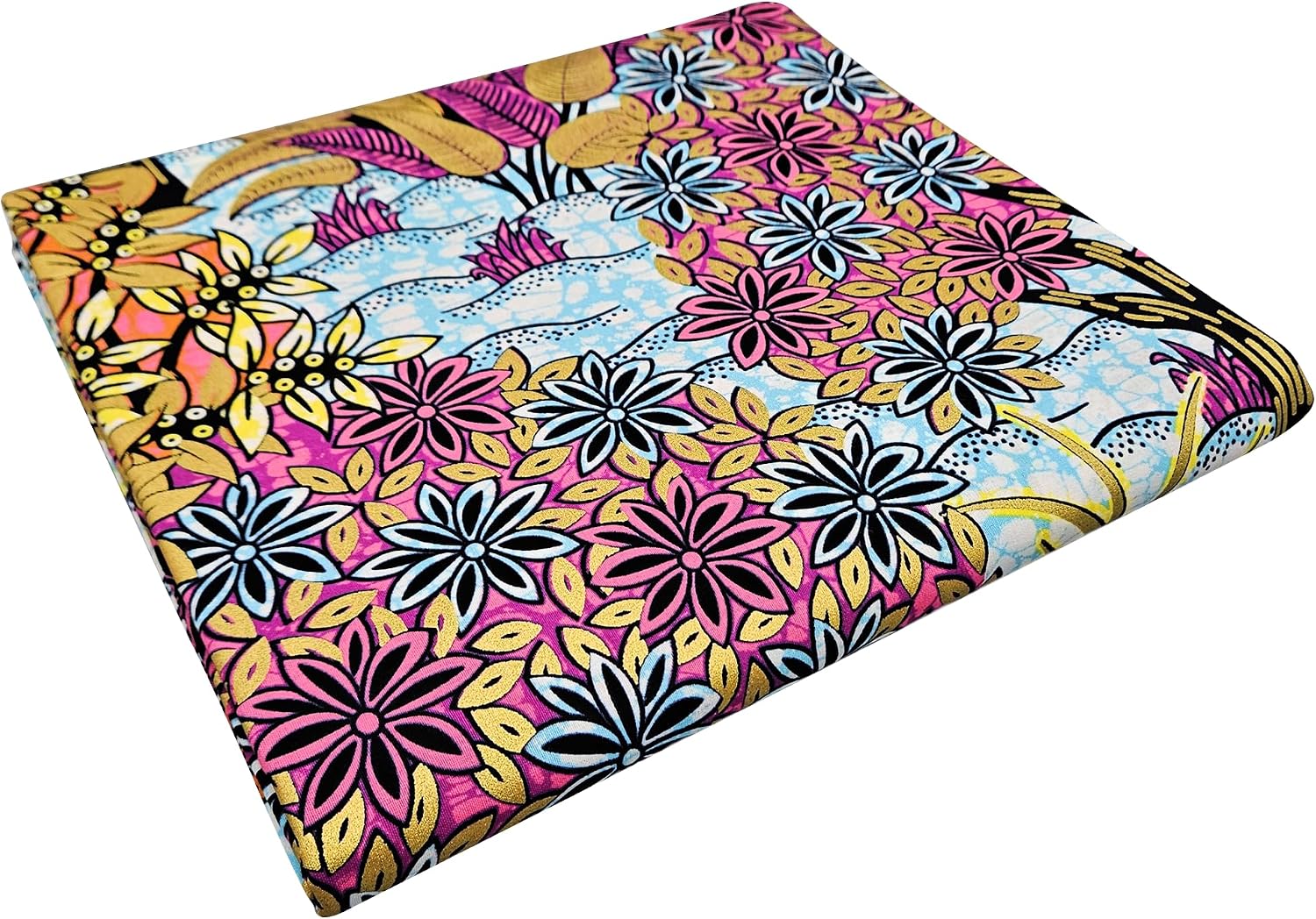 African Wax Fabric 6 Yards of 100% Cotton – Ankara Print Fabric for Party Outfits, DIY Crafts, Scarves, Aprons, and Home Decor (3A2-1)