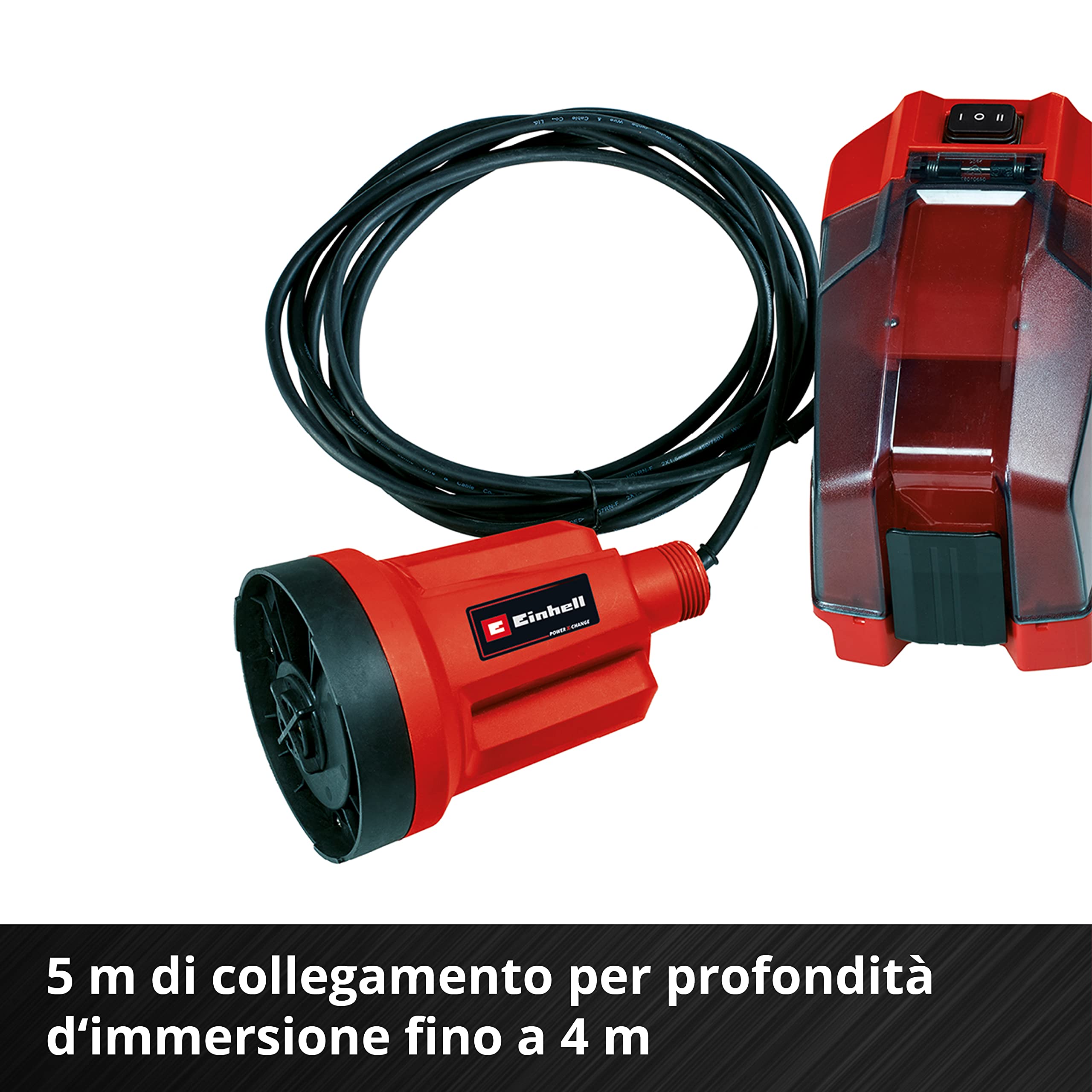 Einhell GE-SP 18 Li - Solo Pompa per acque chiare a batteria Power X-Change (18V,Prevalenza 8 m, portata 5000 L/h, profondità max immersione 4 m, senza batteria e caricabatteria)
