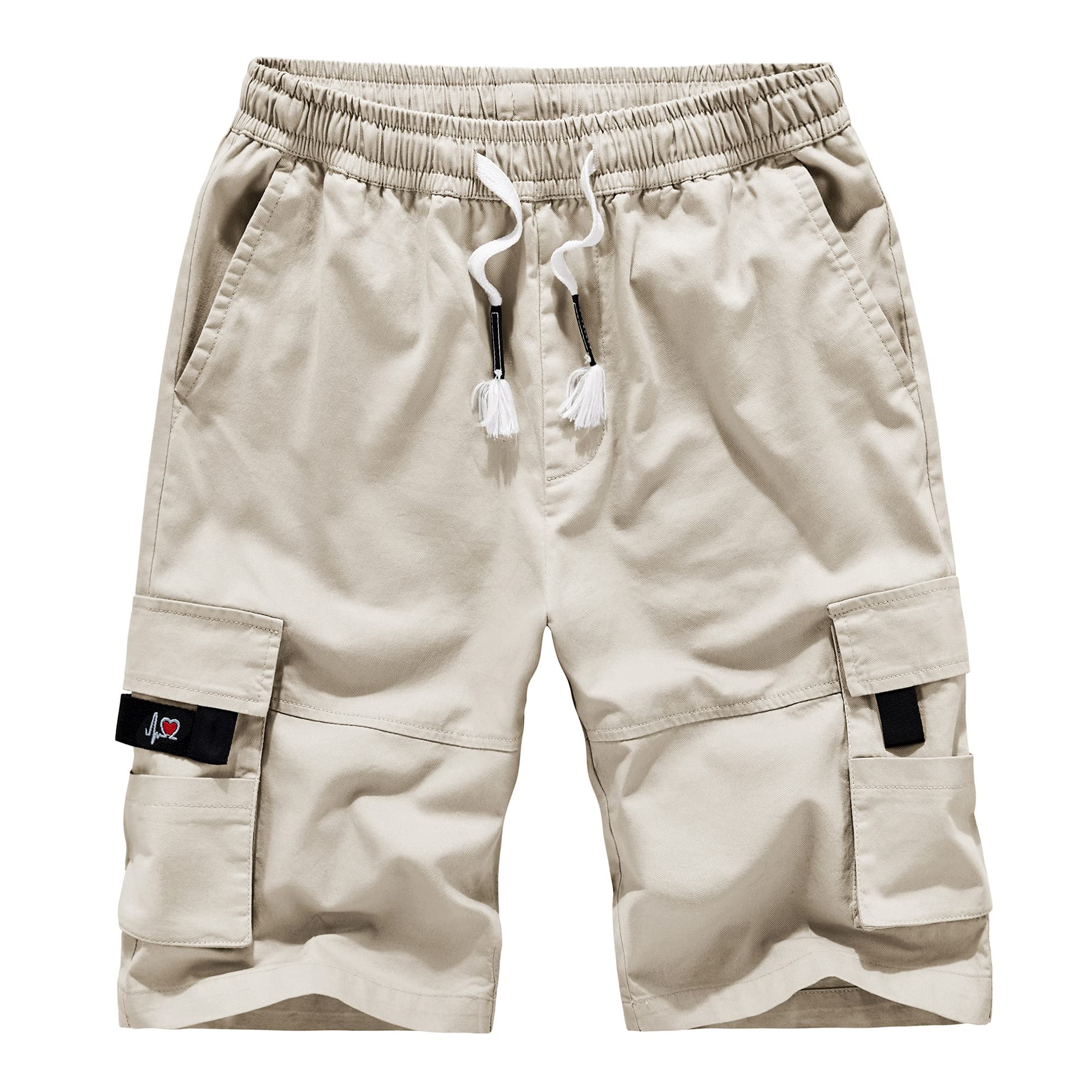 APTRO Mens Cargo Shorts Elastic Waistband Drawstring Summer Casual Cotton Big Tall Relaxed Fit Work Shorts