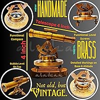 Vista 2 de Telescopio decorativo Alidade de latón de 4 pulgadas con brújula base regalos (4 pulgadas)