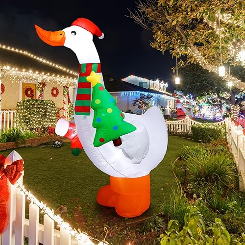 Vista 50 de Shappy Decoración inflable de Navidad de 4.9 pies con sombrero de Papá Noel, decoración inflable de Navidad con luz LED, decoración navideña