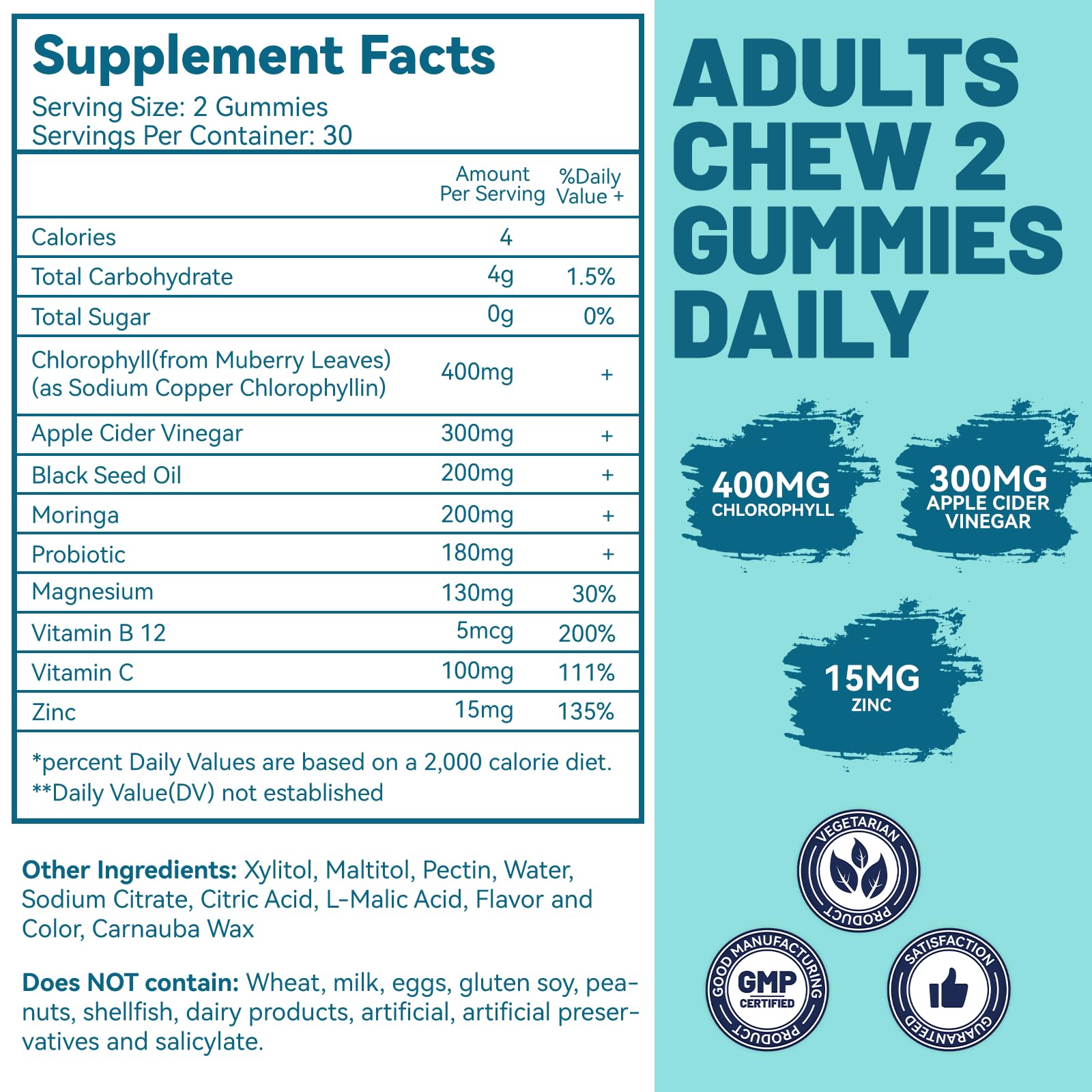 2 Pack Chlorophyll Gummies for Body Odor Deodorant* — Amazon image 4