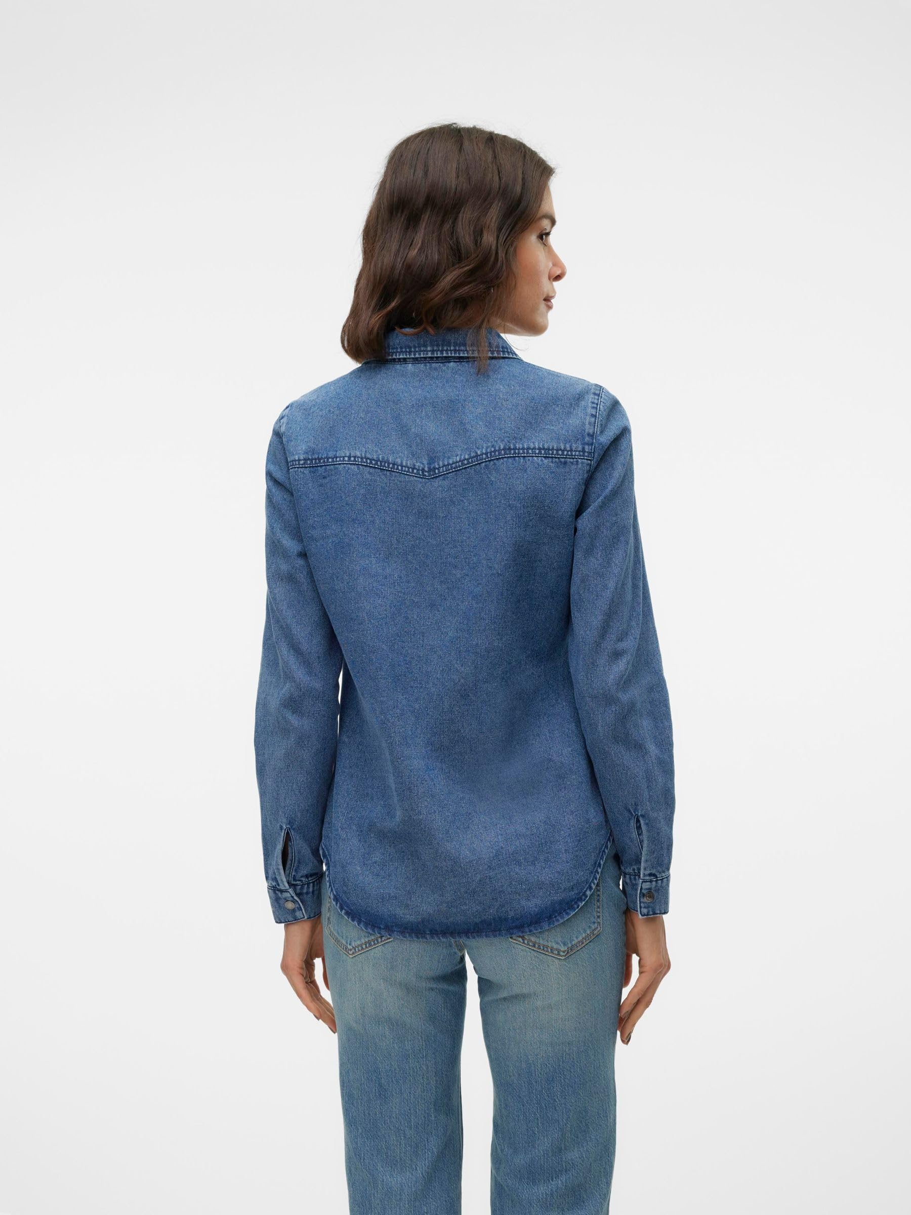 VERO MODA Vmjennie Ls Denim Shirt Mix Noos Camisa vaquera Mujer