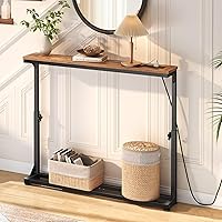 Vista 6 de HOOBRO Narrow Console Table Set of 2 with Adjustable Height, Behind Couch Table with Charging Station, 78.8" W x 5.9" D Skinny Sofa Entryway Table