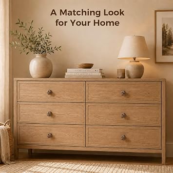 OAMCEG 6 Pack Vintage Cabinet Knobs - Pumpkin Style Bronze Drawer Knobs, Antique Round Cupboard Door Handles, Decorative Furniture Knobs for Kitchen, Wardrobe and Dresser