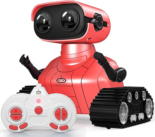 Juguetes robot para niñas y niños, robots recargables para niños, robots de control remoto RC de 2.4 GHz con cabeza y brazos flexibles, ojos LED,