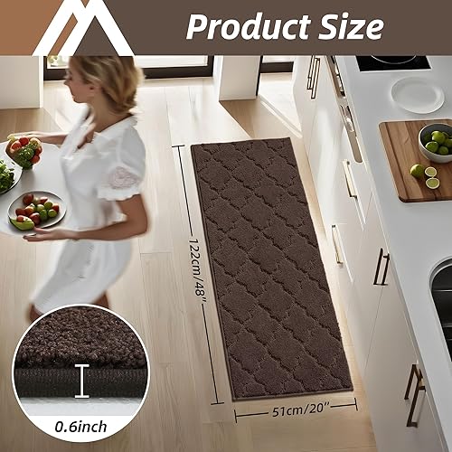 Miniatura 137 de COSY HOMEER Tapetes suaves de cocina para el frente del fregadero, alfombras súper absorbentes y tapete antideslizante de 20 x 59 pulgadas, lavable