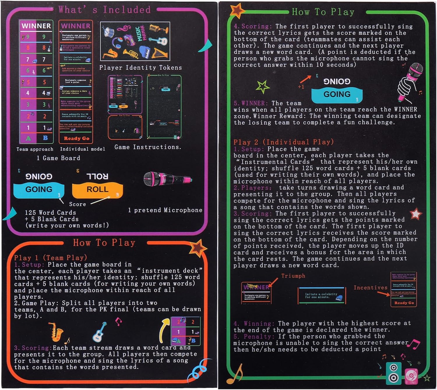 BUSOHA Music Grab Game for Party - 2 in 1 Music Board Toy Design for Bad Singers 125 Cards with 250 Song Lyric and 5 Blank Card for 2-10 Players Gift for Party Music Lovers, Adults and Teens