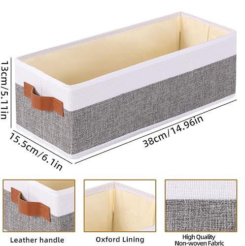 Miniatura 6 de Cesta de almacenamiento pequeña, paquete de 5 unidades, contenedores de almacenamiento plegables abiertos, cajas de almacenamiento con asas,