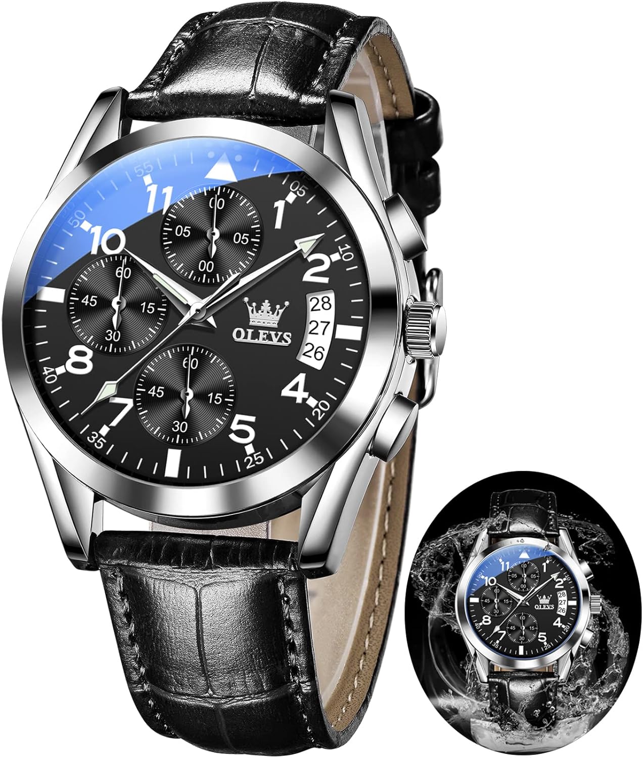 OLEVS Leather Chronograph Watch Men – Leather Strap