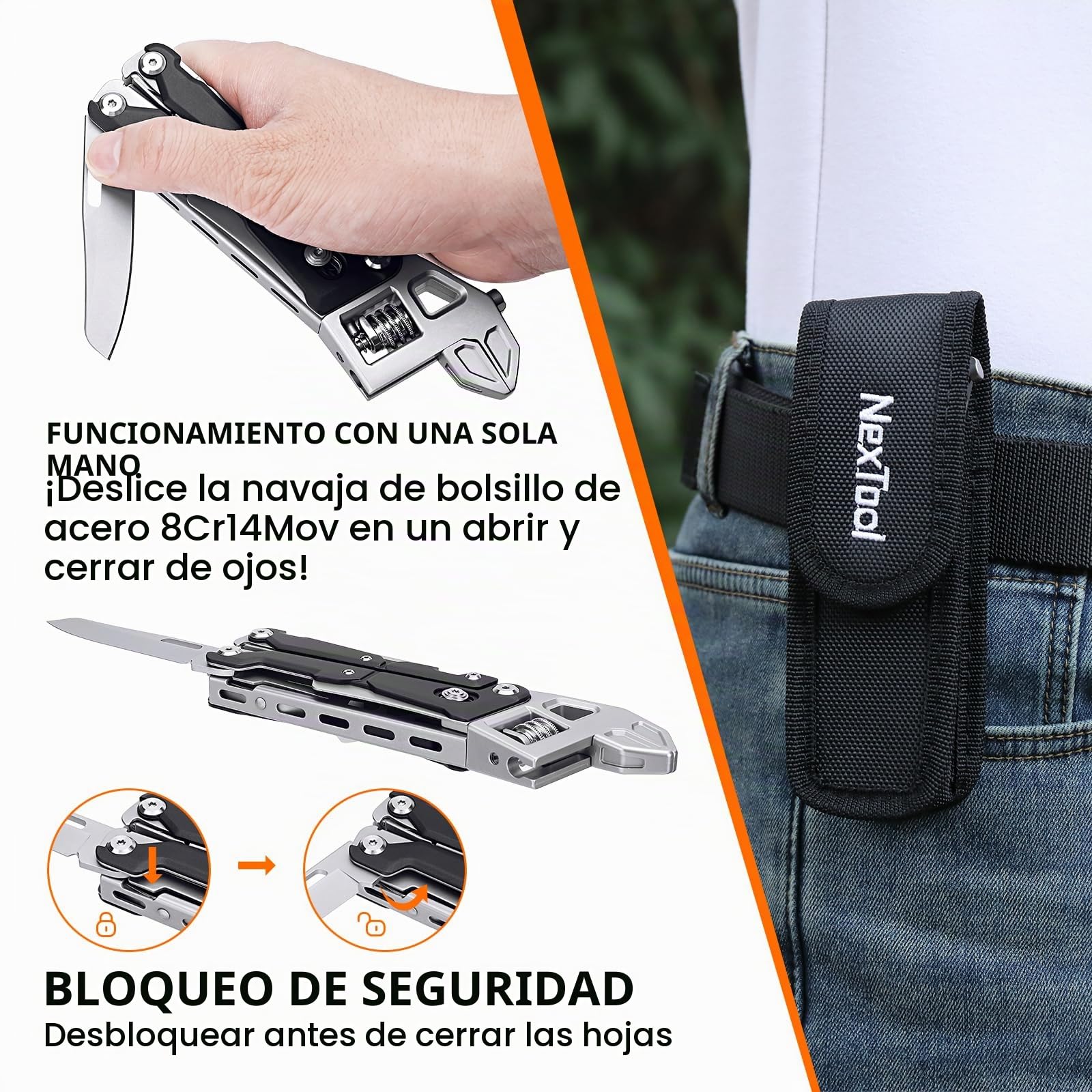 NexTool W4 Multiherramienta de Carraca Ajustable,Herramienta EDC Plegable 11 en 1 con Alicates,Cuchillo,Sierra,Destornillador,Multiherramienta para Camping,Bricolaje y Regalos (Hombres/Gadget Lovers)