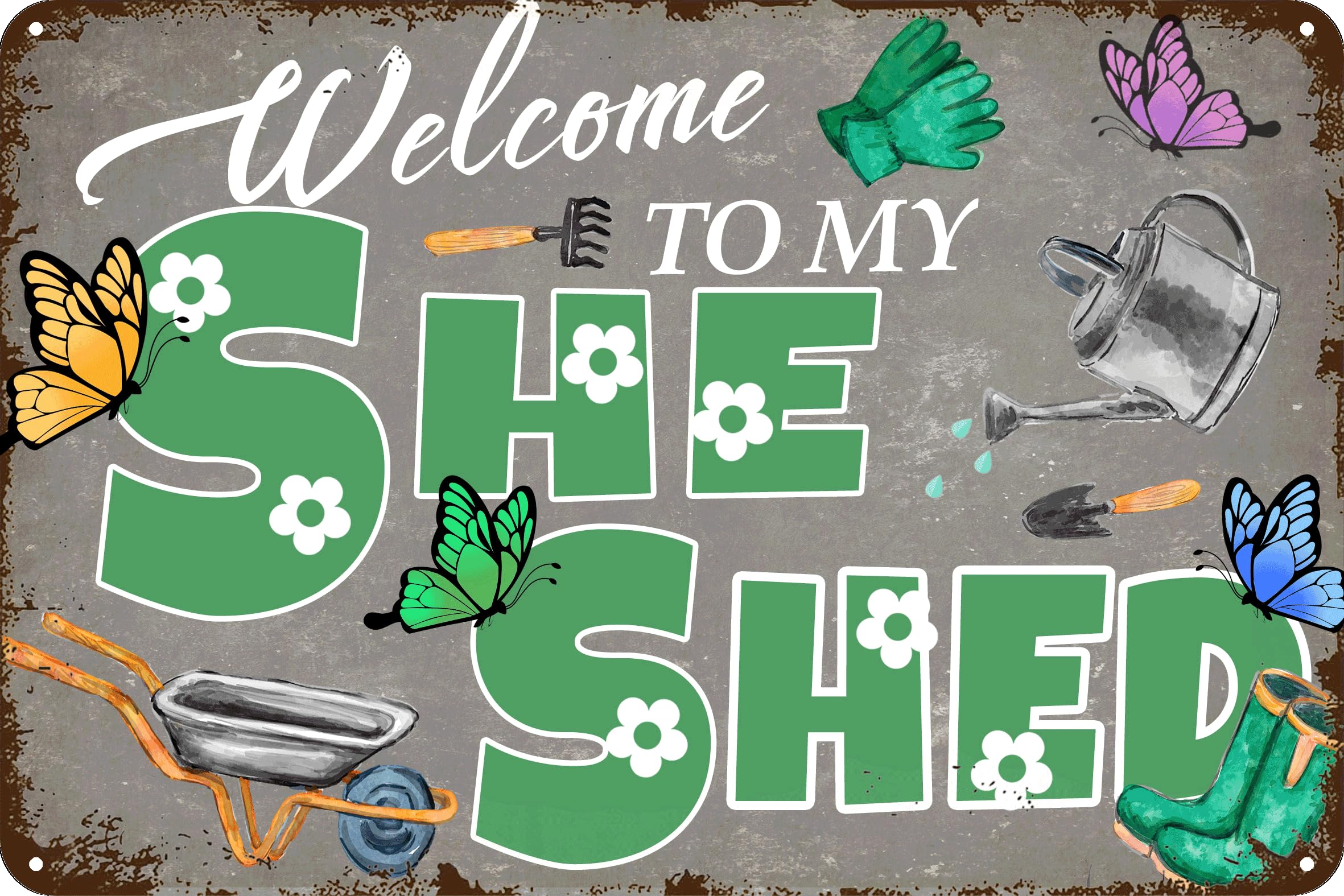 Welcome to My She Shed Metal Tin Sign Vintage Home Kitchen Garage Bar Cave Wall Nostalgic Decor Rustic Tin Sign 8x12 Inches
