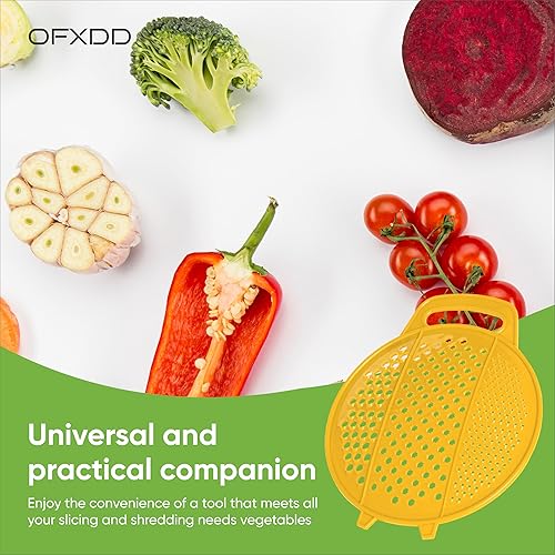 Miniatura 6 de Flat All Plastic - Rallador de verduras - Paquete de 2 - Rallador de mesa de mano para cocina - Triturador compacto de cheddar - Trituradora de mano