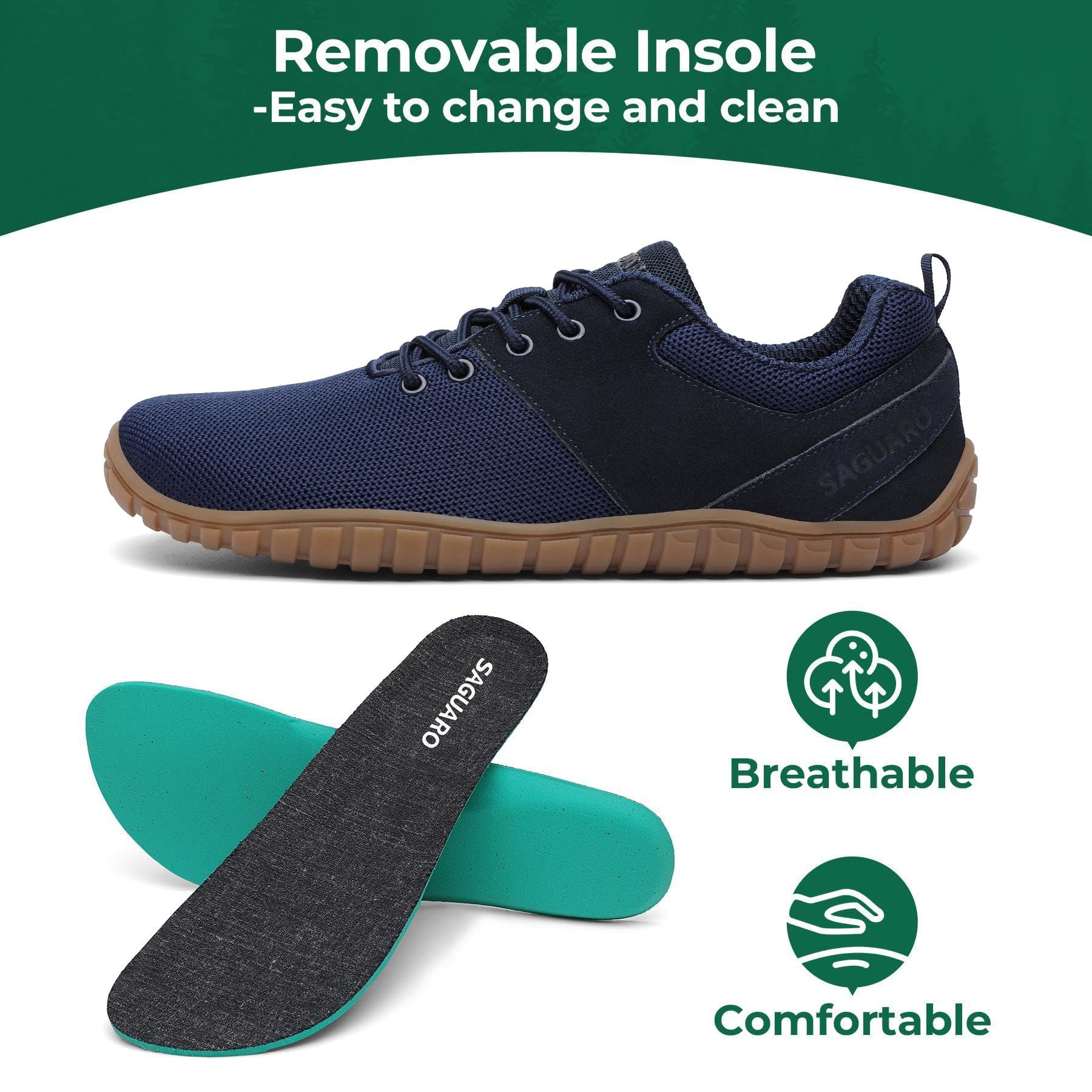 SAGUARO Unisex Barfußschuhe Wish Ⅰ- Wald im Freien Breite Zehen Barfußschuhe Mit Zero-Drop Sohle Gr.36-48